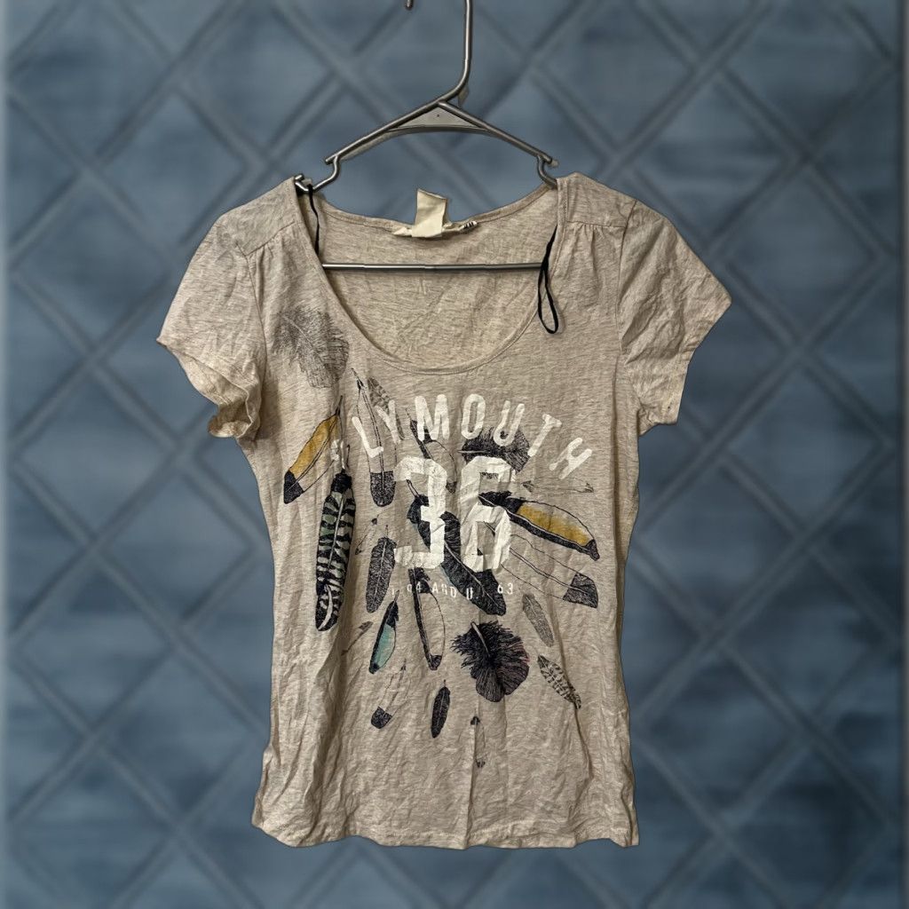 H&M H&M LOGG Women’s Large Beige Graphic Shirt T-Shirt Short Sleeve Womens Size L / US 10 / IT 46 - 1 Thumbnail