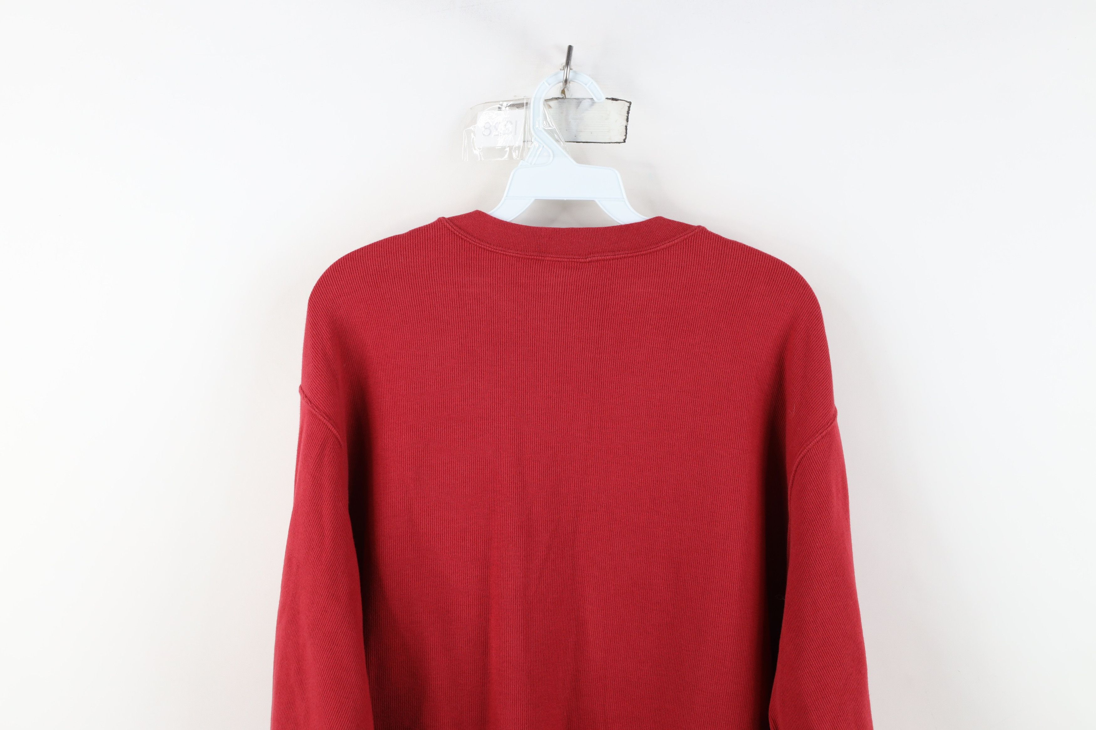 Nike Vintage 90s Nike Swoosh Ribbed Knit Long Sleeve T-Shirt Red Size US M / EU 48-50 / 2 - 12 Thumbnail