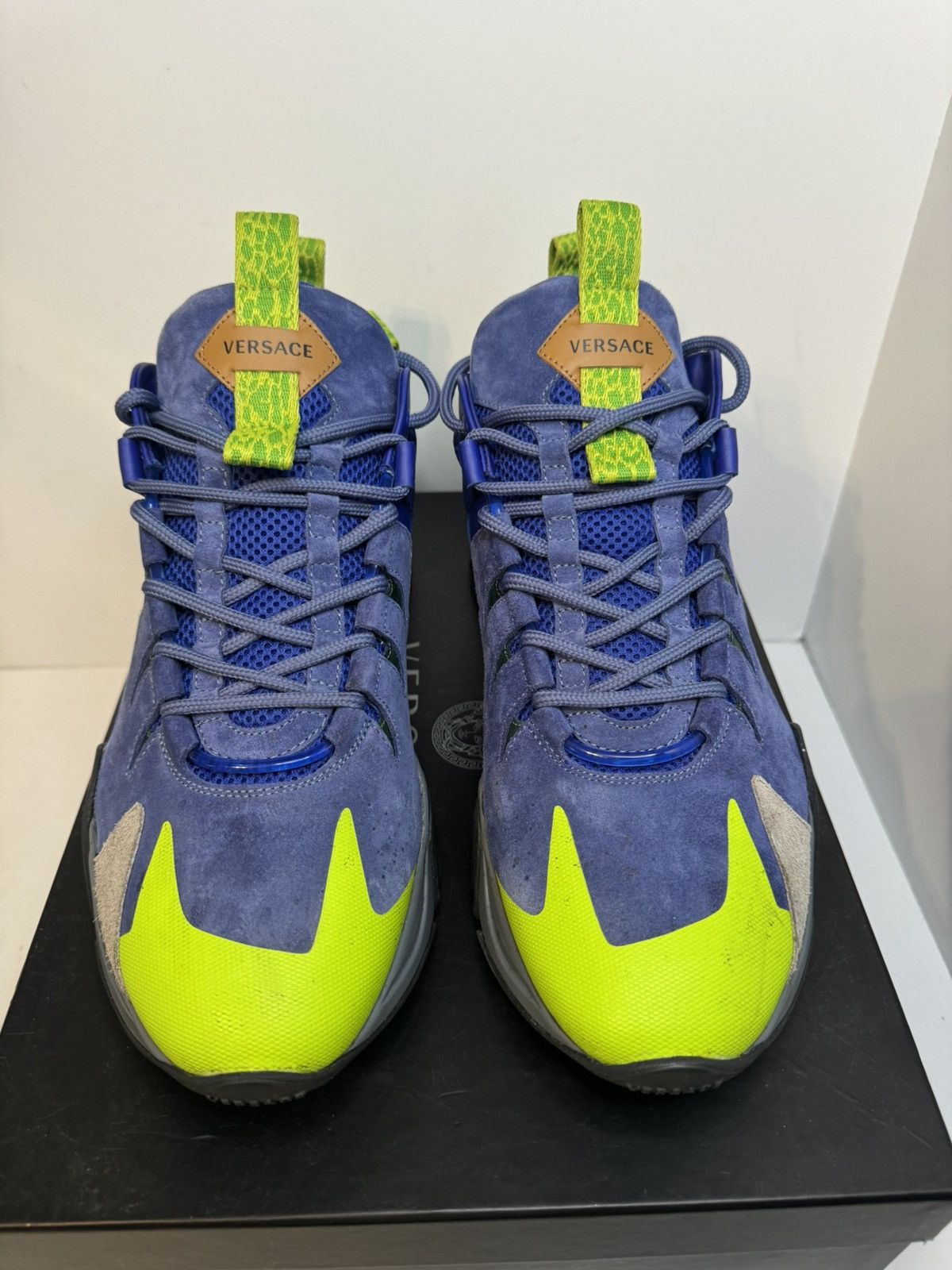 Versace Versace Squalo Blue/green Suede Sneakers Trainer Size US 14 / EU 47 - 2 Thumbnail