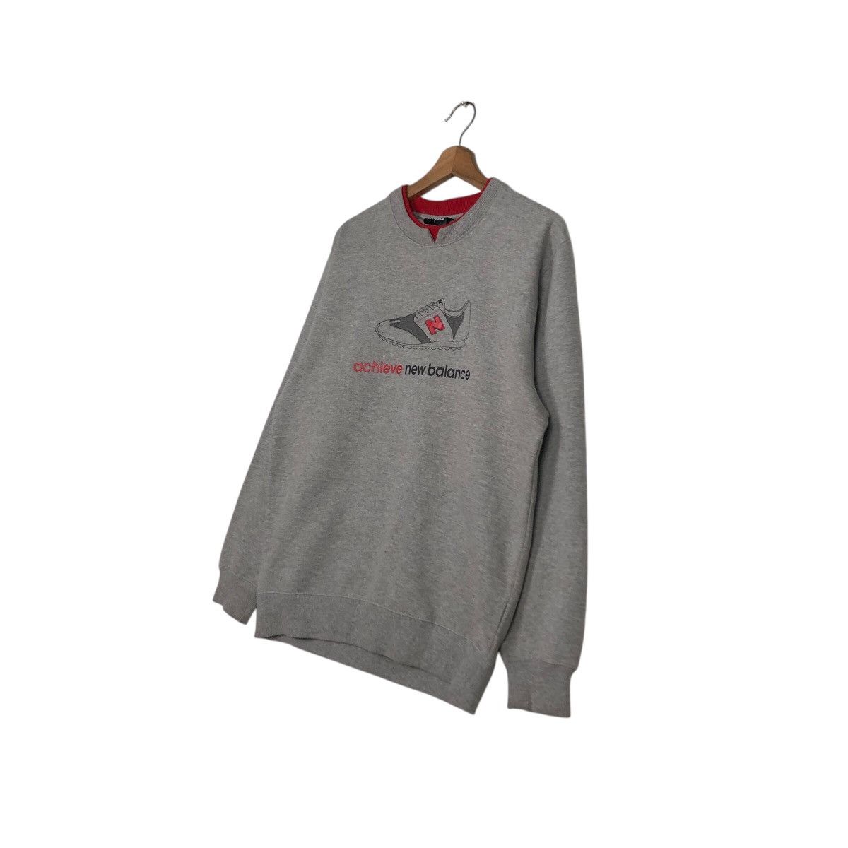 Japanese Brand 📌Vintage Sweatshirt Rich Grey New Balance Big Logo Size US L / EU 52-54 / 3 - 3 Thumbnail