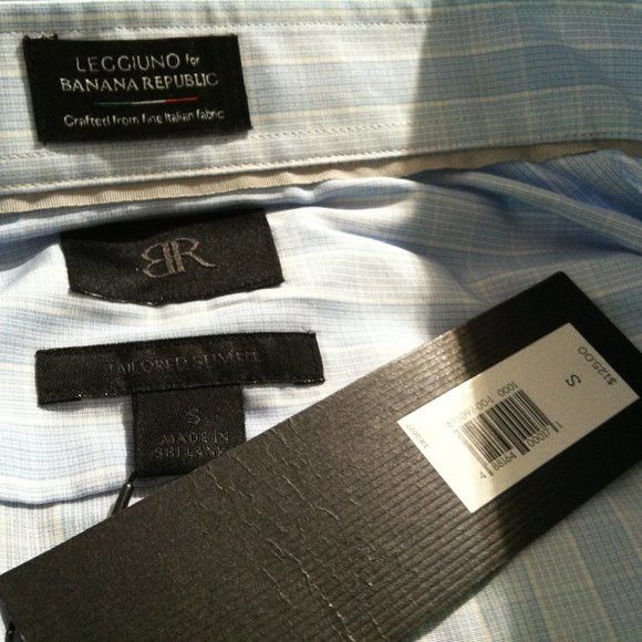 Banana Republic BANANA REPUBLIC MENS NEW BLUE COTTON DRESS SHIRT SIZE: S Size US S / EU 44-46 / 1 - 3 Thumbnail