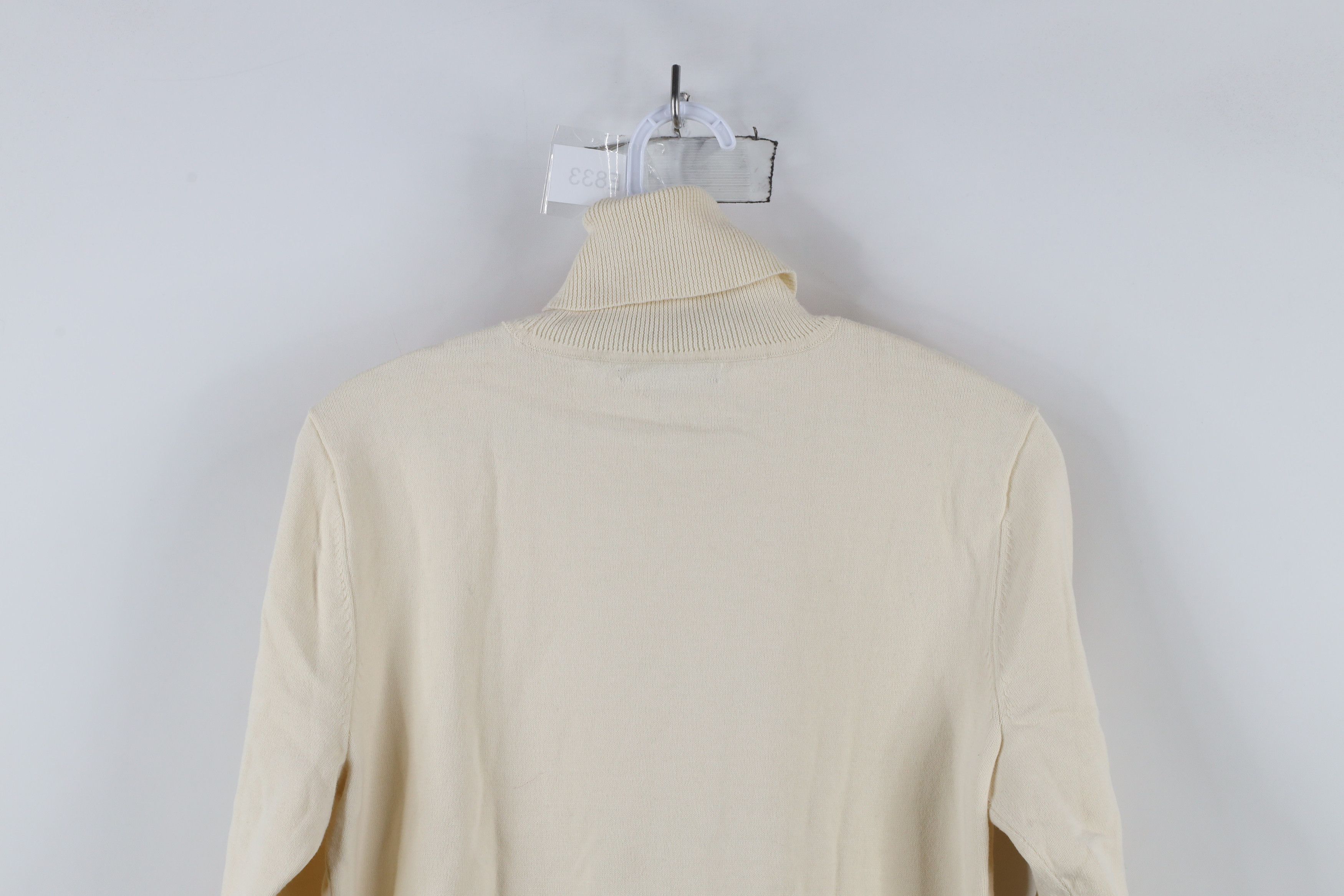Ralph Lauren × Vintage Vintage 90s Ralph Lauren Knit Turtleneck Sweater Cream Size L / US 10 / IT 46 - 7 Thumbnail