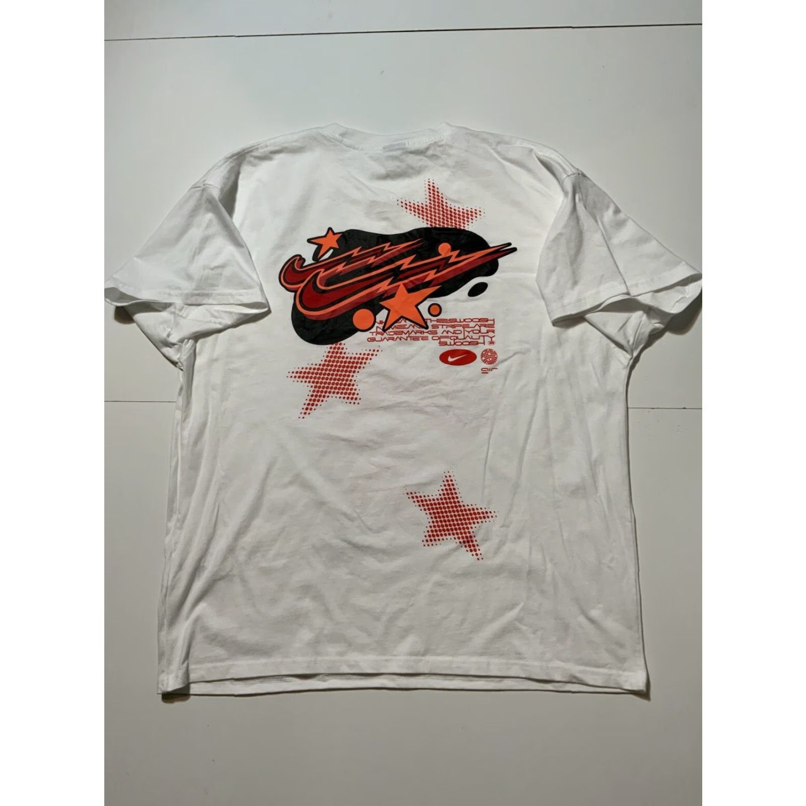 Nike VINTAGE Nike Air Max 90 Electric High Collection Swoosh Globe Star Crew S/S T-Shirt XL Mens White Size US XL / EU 56 / 4 - 4 Thumbnail