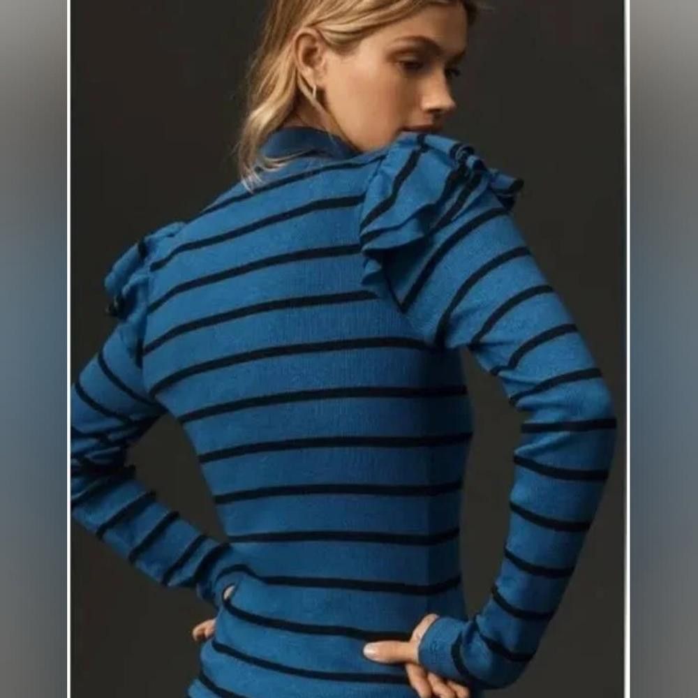 Other T.La Striped Ruffle Sleeve Top Size XXS / US 00 / IT 34 - 3 Thumbnail