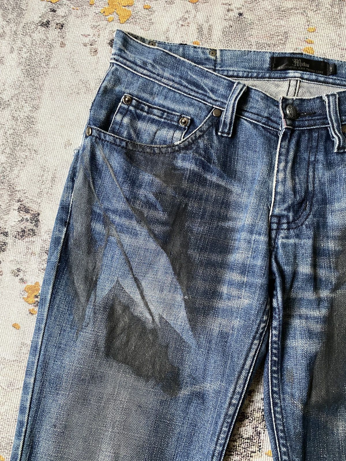 Tornado Mart Midas Waxed Claw Mark Distressed Flare Design Denim Size US 30 / EU 46 - 11 Thumbnail