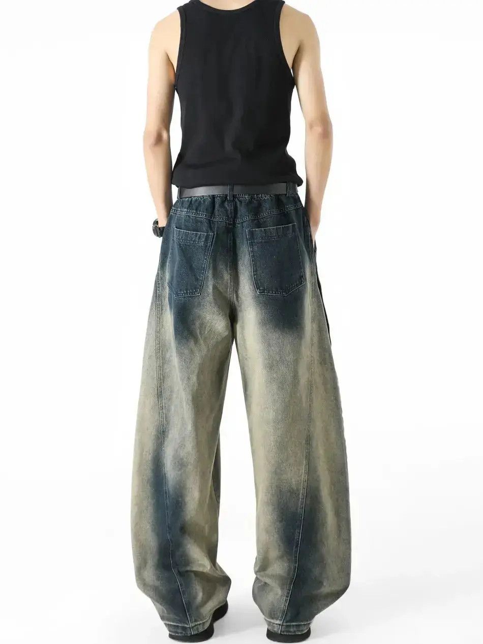 Japanese Brand Retro high street curved knife wide leg jeans Size US 32 / EU 48 - 5 Thumbnail