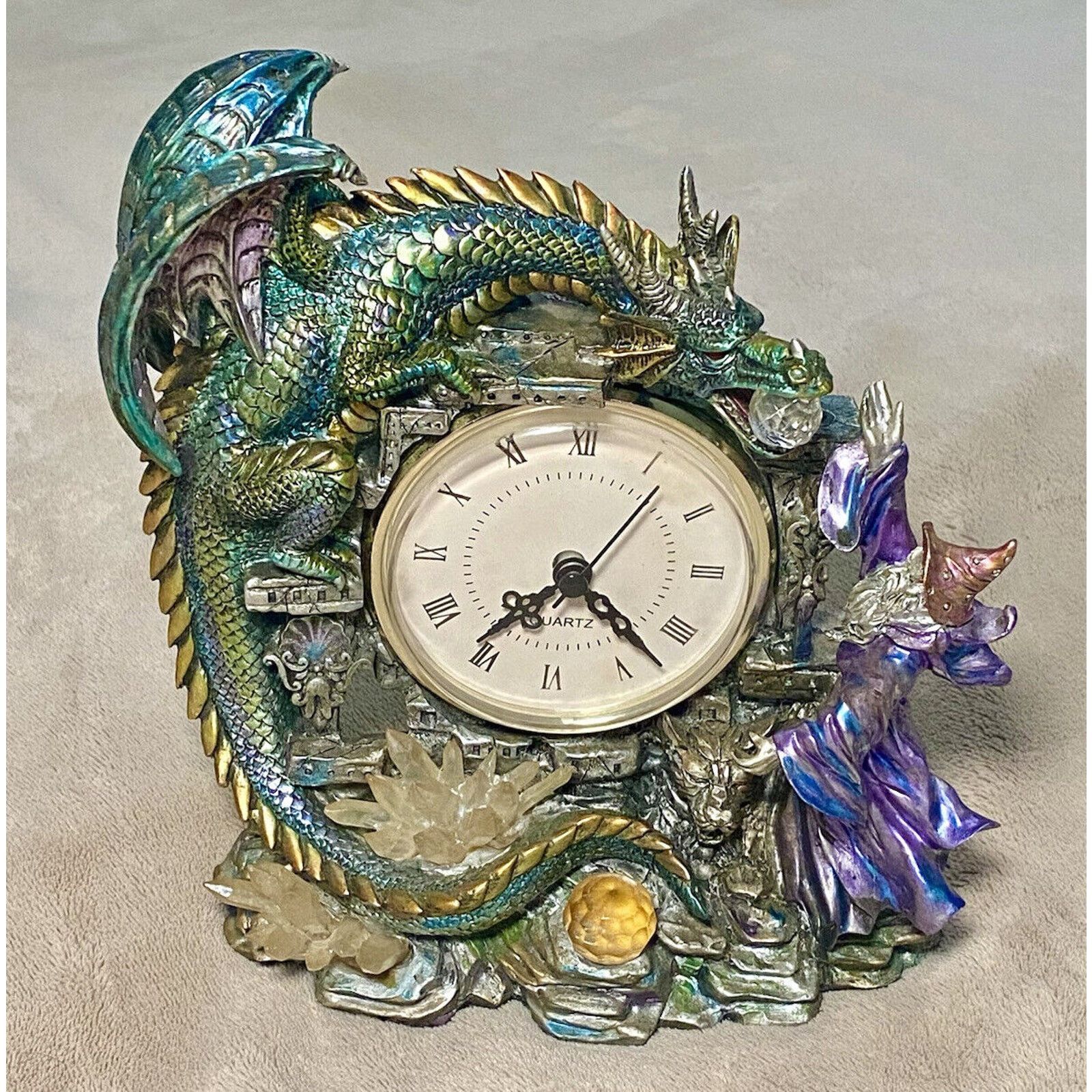 image of Franklin Mint Kingdom Discordia Dragon Skull Clock Limiteded, Women's