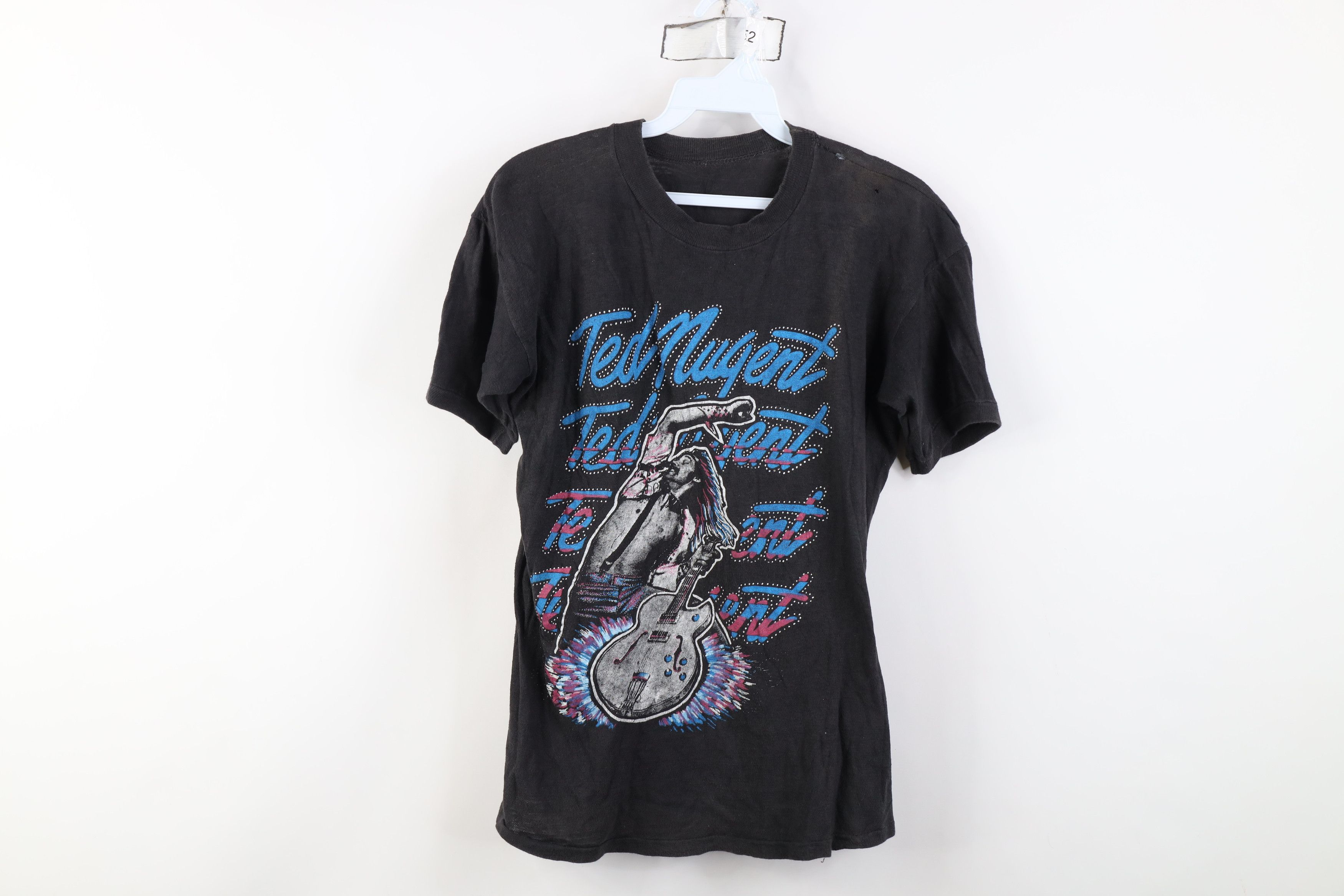 Vintage Vintage 80s Concert Tour Ted Nugent Band T-Shirt Black USA Size S / US 4 / IT 40 - 1 Thumbnail