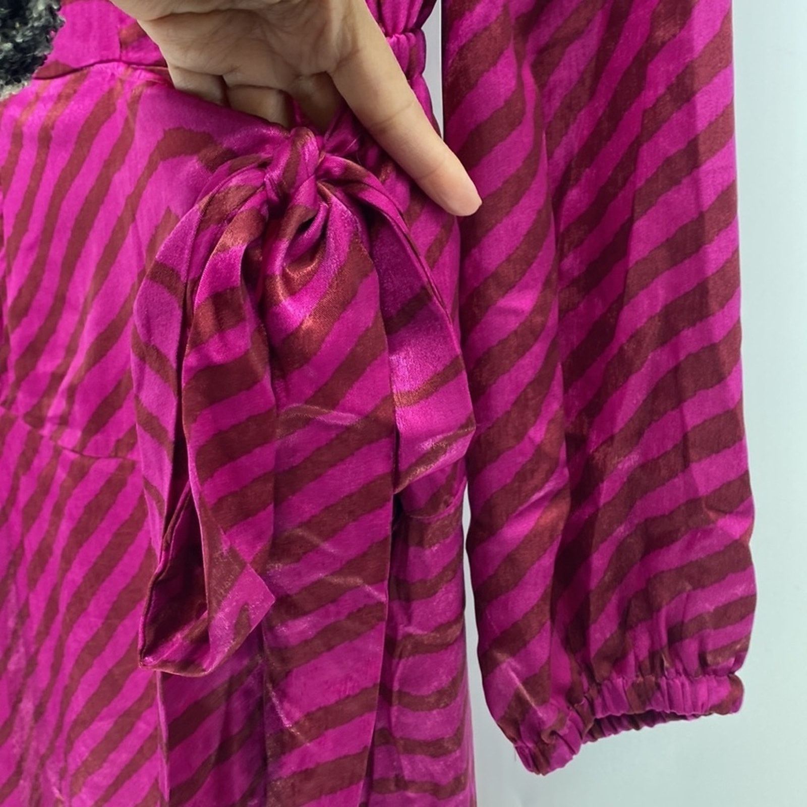 Other Melloday pink brown animal print faux wrap puff sleeve dress Size S / US 4 / IT 40 - 7 Thumbnail