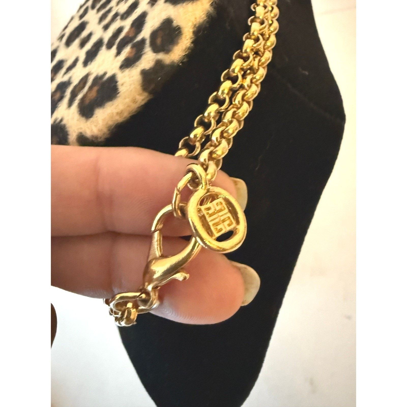Givenchy Vintage 80s Givenchy Necklace Gold Tone Double Chain Pendant Size 30 - 8 Thumbnail