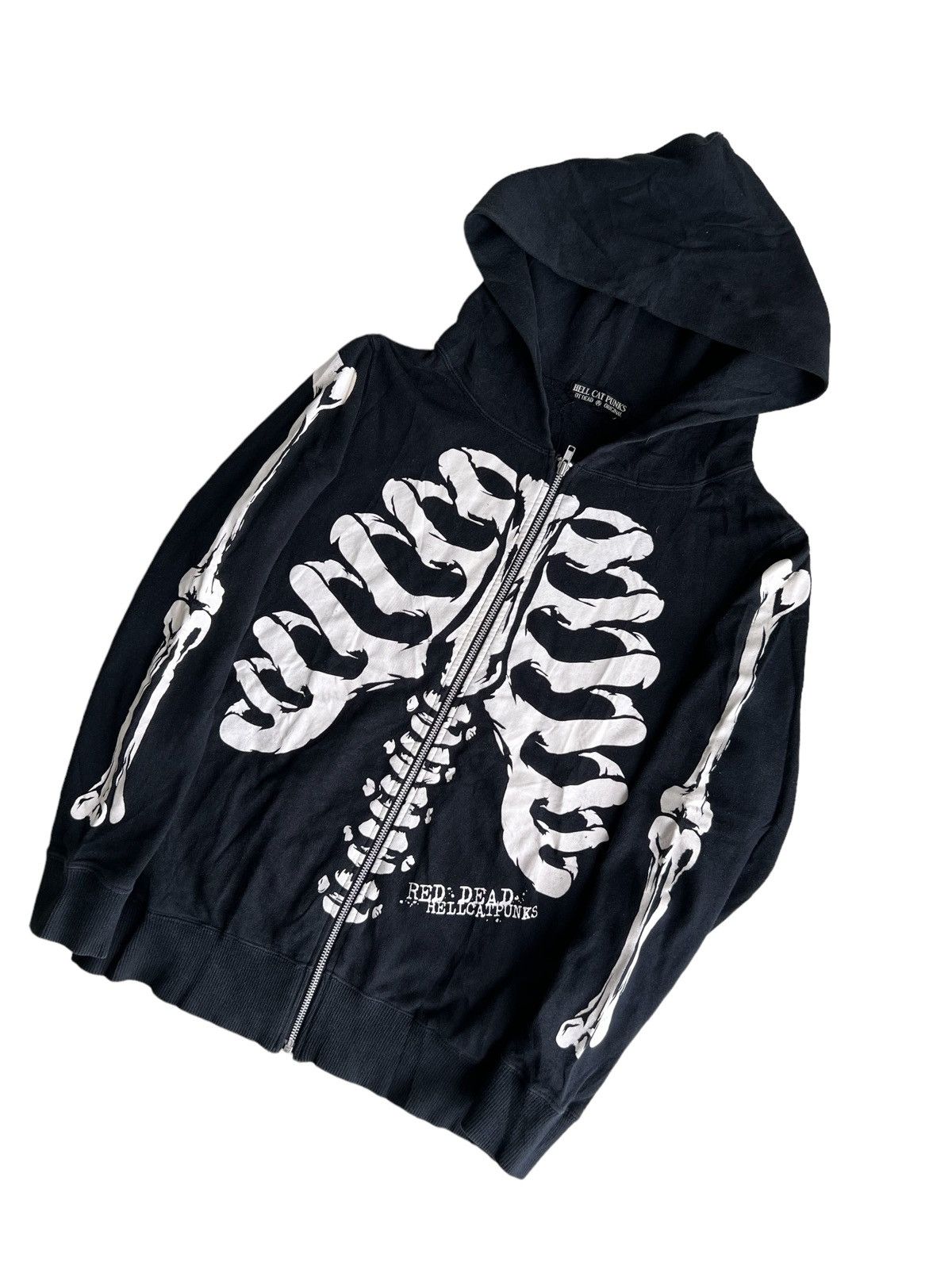 If Six Was Nine 1990s Hell Cat Punks 🇯🇵 3D Skeleton 💀 Full Zipper Hoodie Size US S / EU 44-46 / 1 - 2 Thumbnail