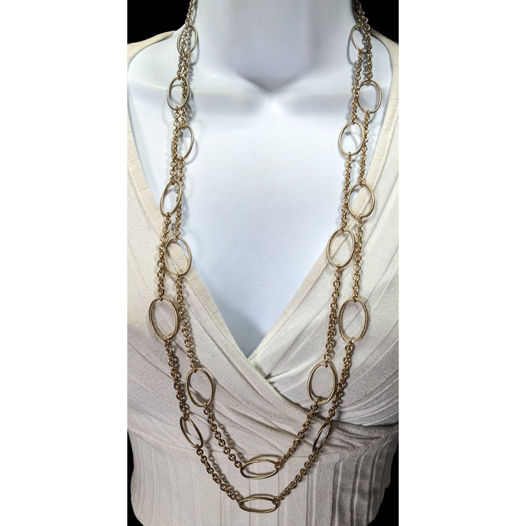 Other Layered Oval Link Gold Tone Statement Necklace Size ONE SIZE - 2 Thumbnail