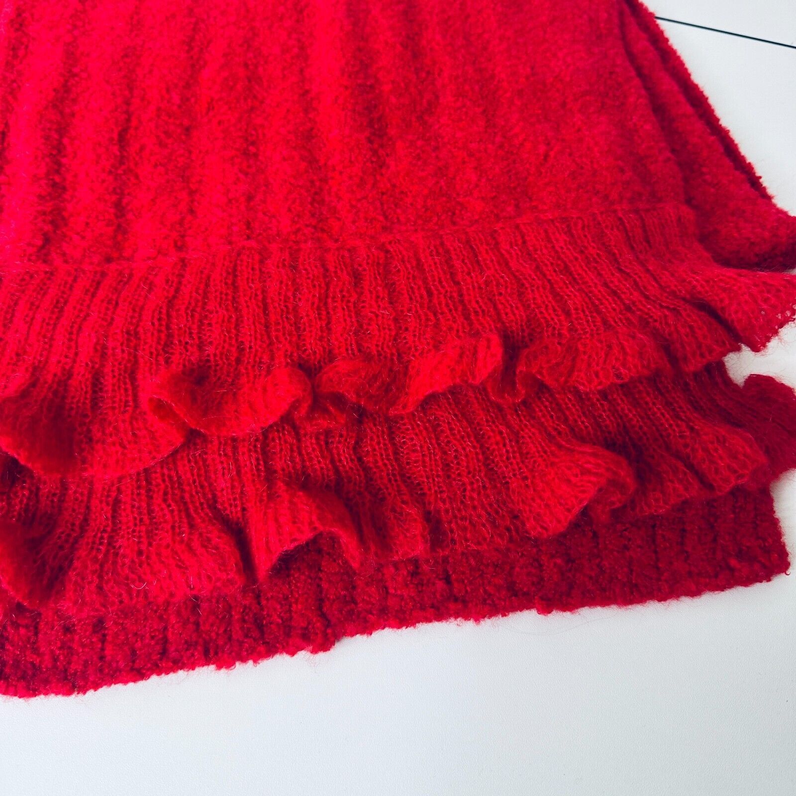 Other NWOT Moda Intl Red Ribbed Hat Scarf Gloves Set Pom Poms OS Size ONE SIZE - 2 Thumbnail