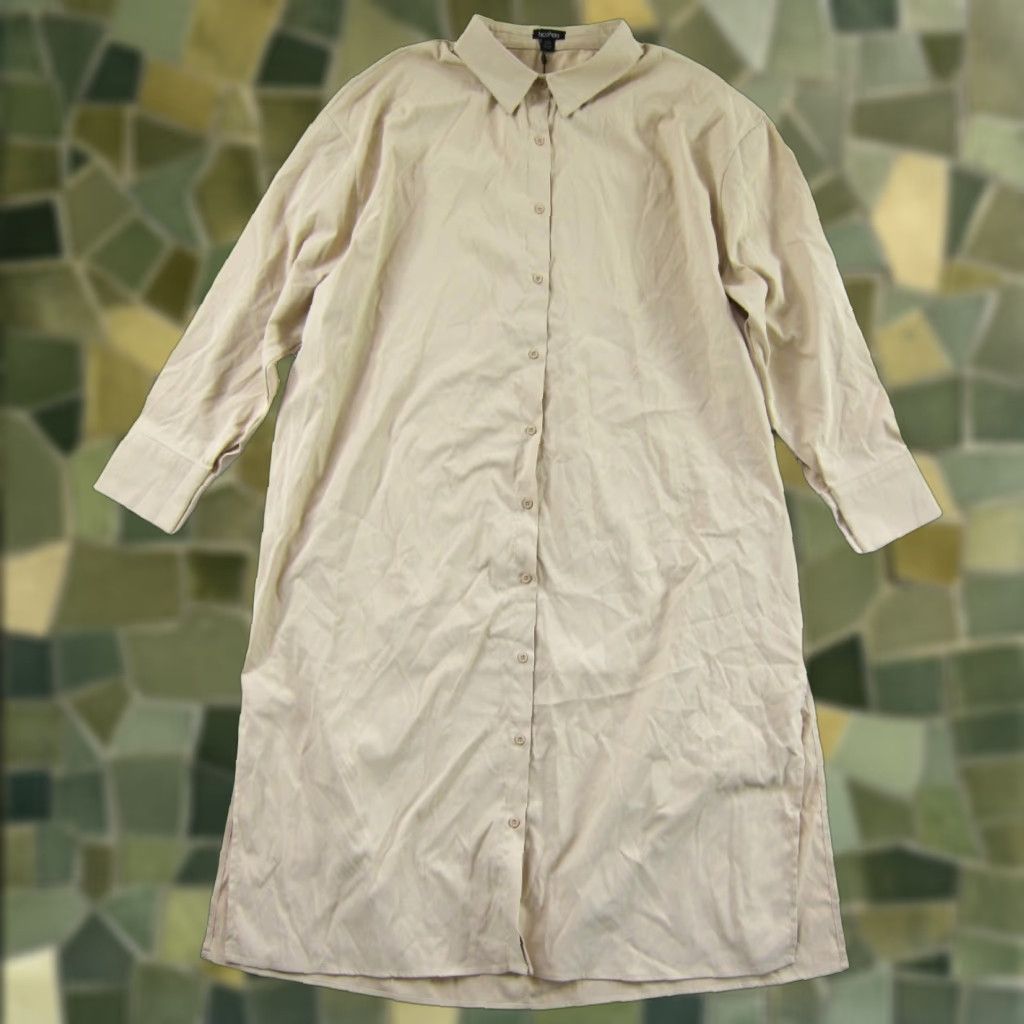 Boohoo NWT Boohoo Stone Brown Collared Long Sleeve Button Down Midi Shirt Dress 14 Size XL / US 12-14 / IT 48-50 - 1 Thumbnail