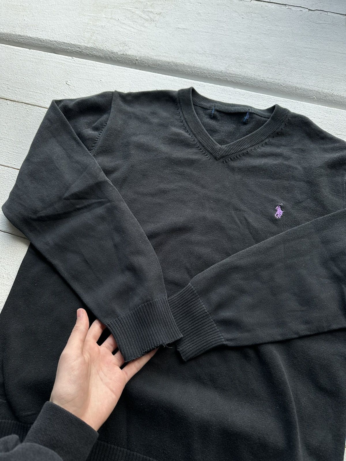 Designer × Polo Ralph Lauren × Vintage 🚨Ralph Lauren Purple logo black light sweater vintage Size US M / EU 48-50 / 2 - 6 Thumbnail