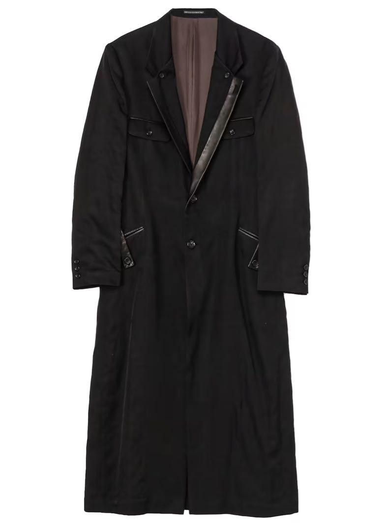 Yohji Yamamoto POUR HOMME 24aw LEATHER COLLAR LONG JACKET Size US M / EU 48-50 / 2 - 1 Thumbnail