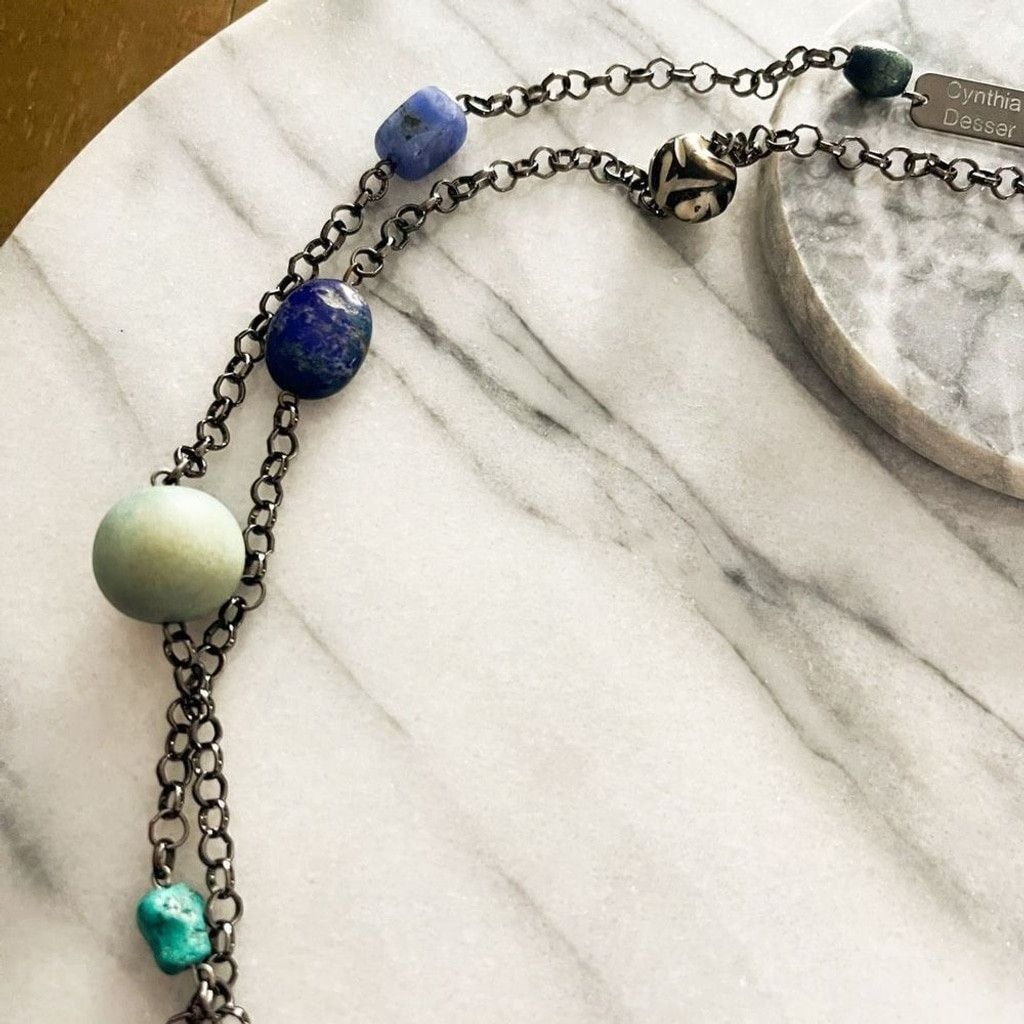 Designer Cynthia Dresser Long Beaded Necklace Gunmetal Multicolor Size ONE SIZE - 4 Thumbnail