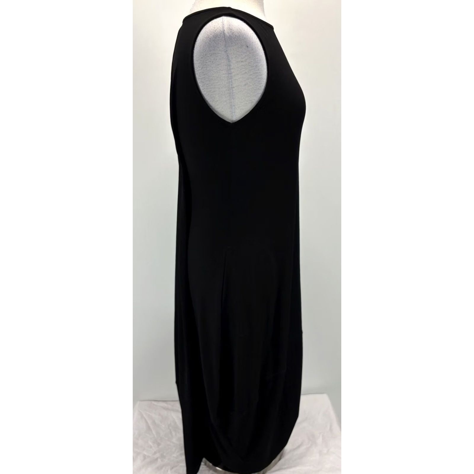 Vintage IC By Connie K Minimalist Jersey Midi Balloon Dress Black Womens S Modern Draped Size S / US 4 / IT 40 - 4 Thumbnail