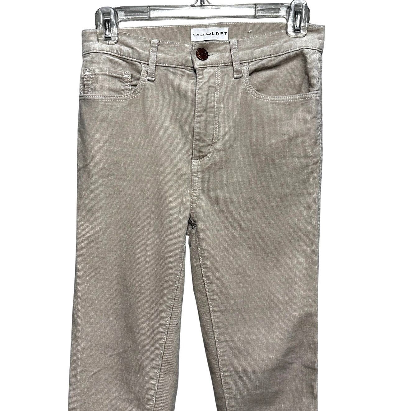 Loft Loft Corduroy Pants Mid Rise Tailored Tan Cream Women's 25 Size 25" / US 0 / IT 36 - 2 Thumbnail
