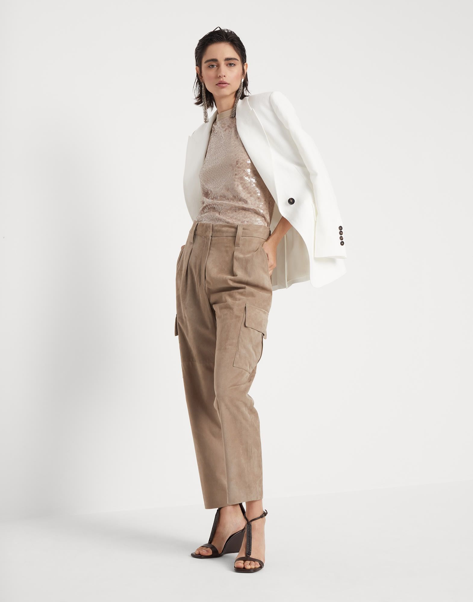 Brunello Cucinelli o1w1db10825 Tank Top in Light Beige Size XL / US 12-14 / IT 48-50 - 5 Thumbnail