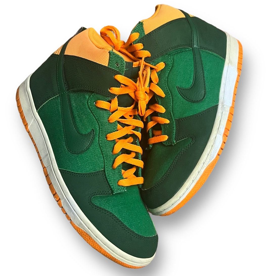 Vintage Nike Dunk High Vivid Green Sneaker Shoe Swoosh