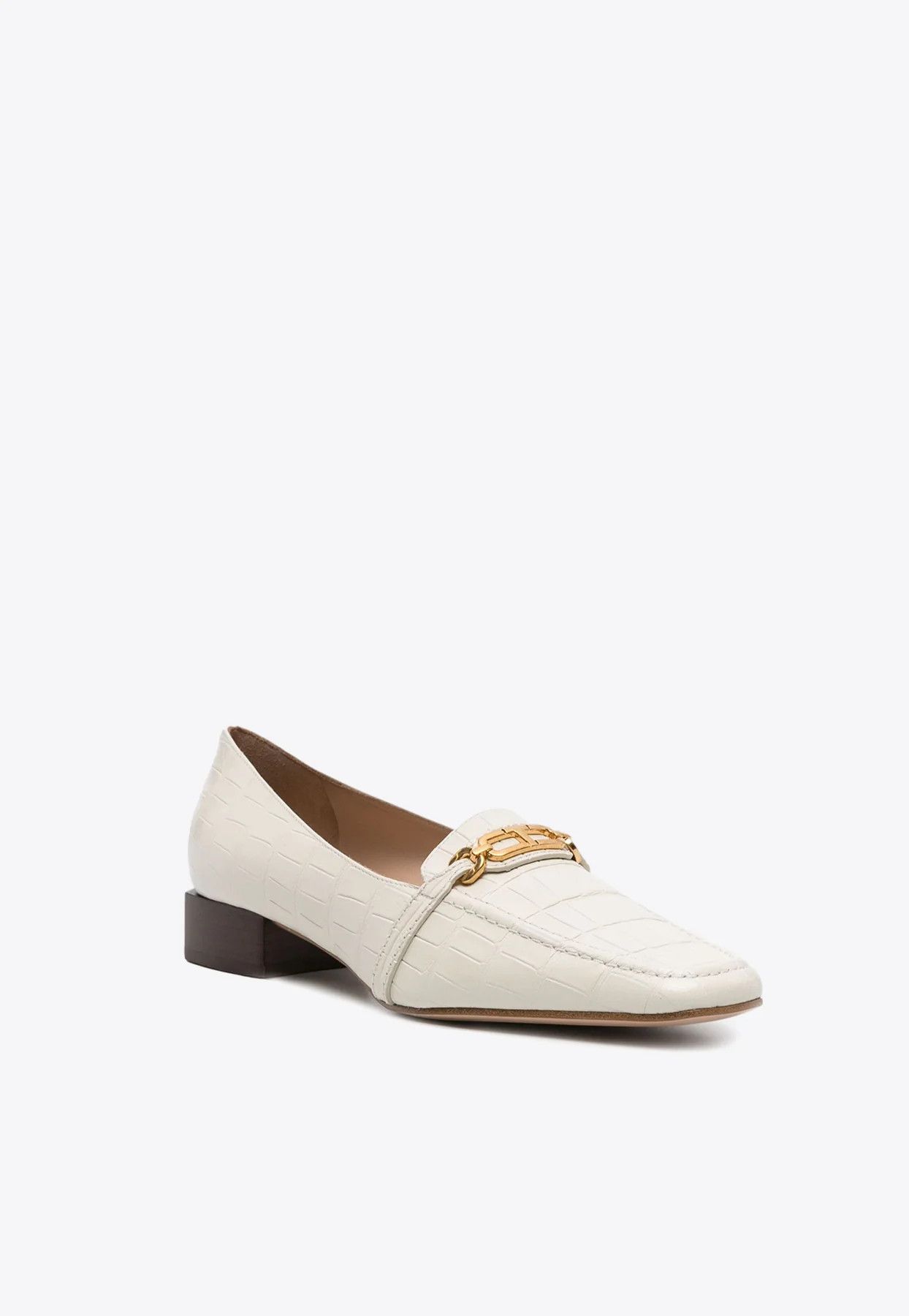 Tom Ford o1loc1c0326 W3333 Croc Embossed Leather Loafers in White Size US 7 / IT 37 - 2 Thumbnail