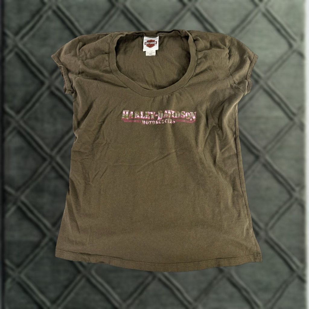 Harley Davidson VTG Harley-Davidson Womens M Medium Brown Tee Y2K Motorcycle Shirt Size M / US 6-8 / IT 42-44 - 1 Thumbnail