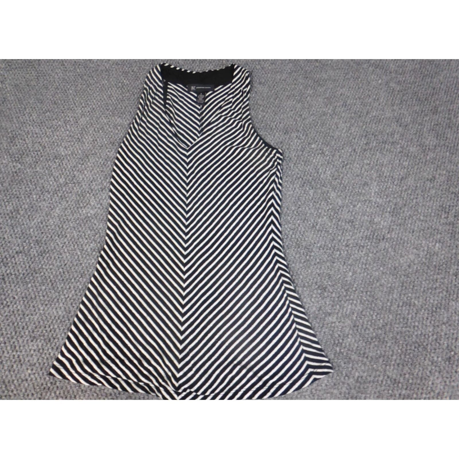 Vintage INC International Concepts Womens Blouse Small Black Striped Stretch Tank Size S / US 4 / IT 40 - 3 Thumbnail