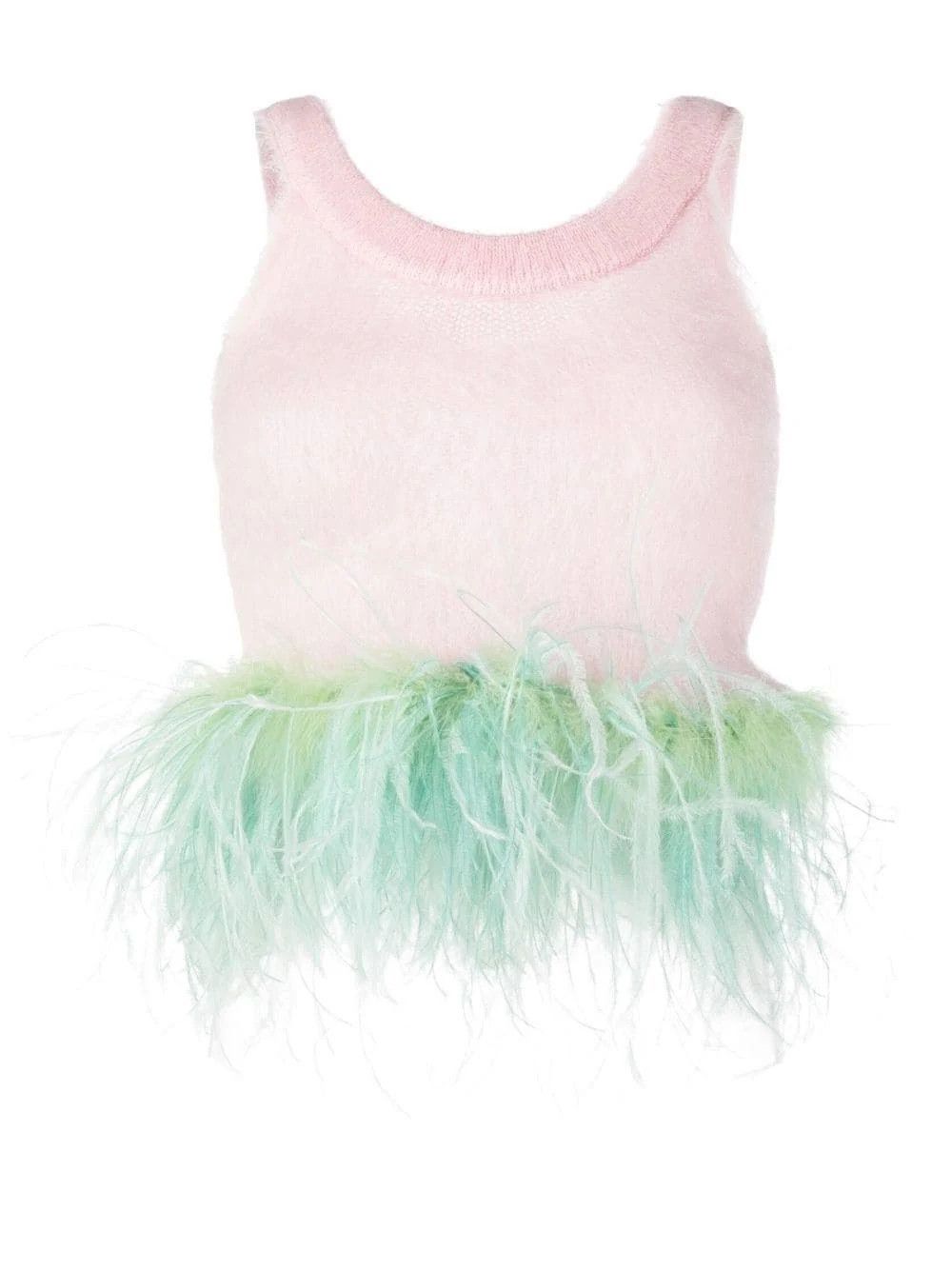 image of Saint Laurent Paris Oc11Z10524 Tank Top In Mohair And Feathers In Multicolor, Women's (Size Small)