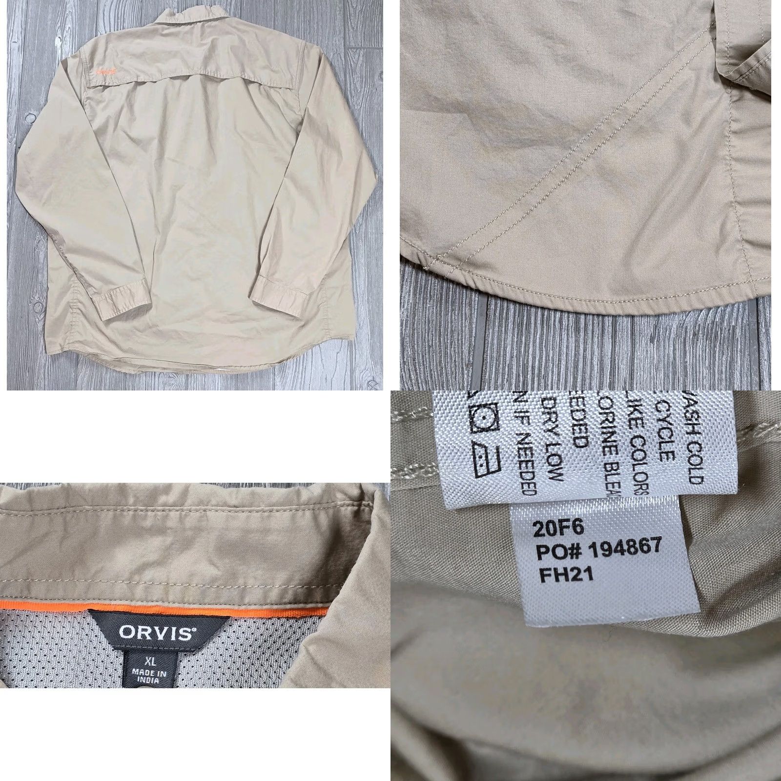 Orvis Orvis Men Featherweight Shooting Shirt XL Long Sleeve Beige Quilted Shoulder Shirt Button-Up Size US XL / EU 56 / 4 - 8 Thumbnail
