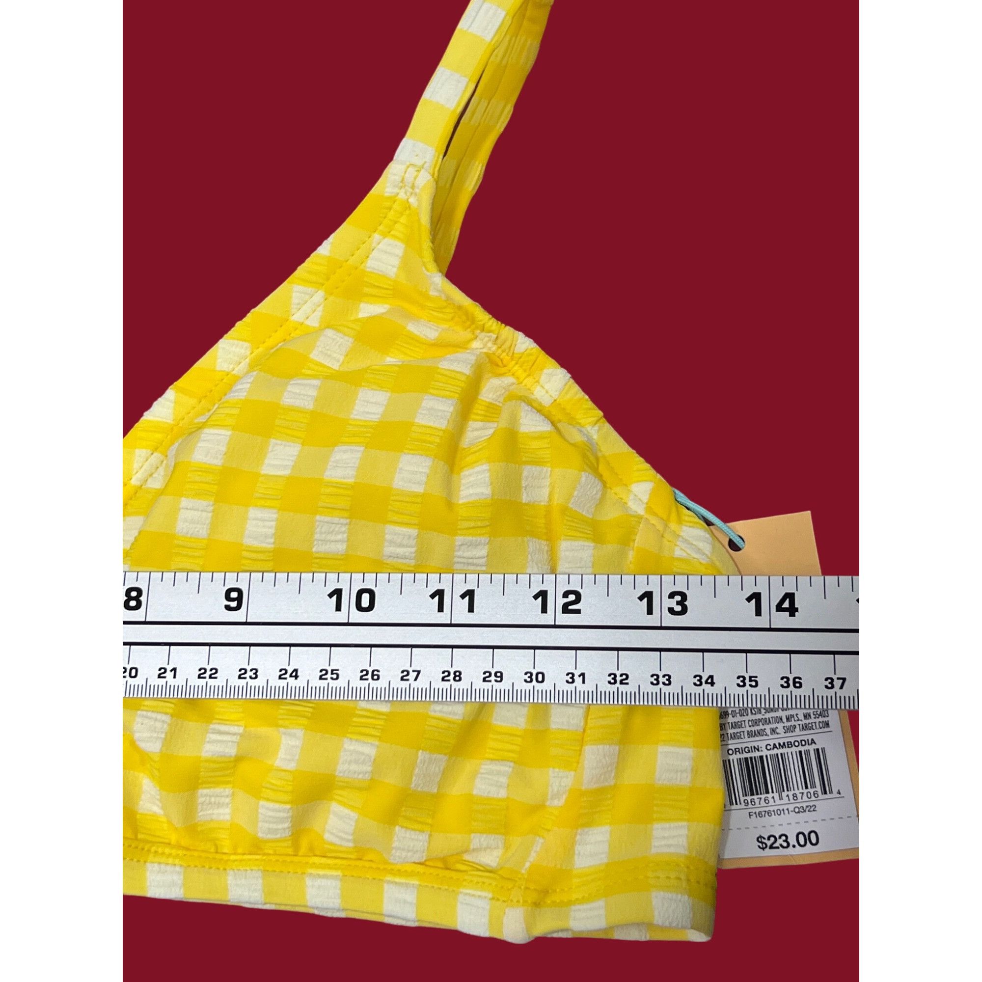 Other Kona Sol - Women's Textured Gingham Triangle Bikini Top - Ye Size ONE SIZE - 5 Thumbnail