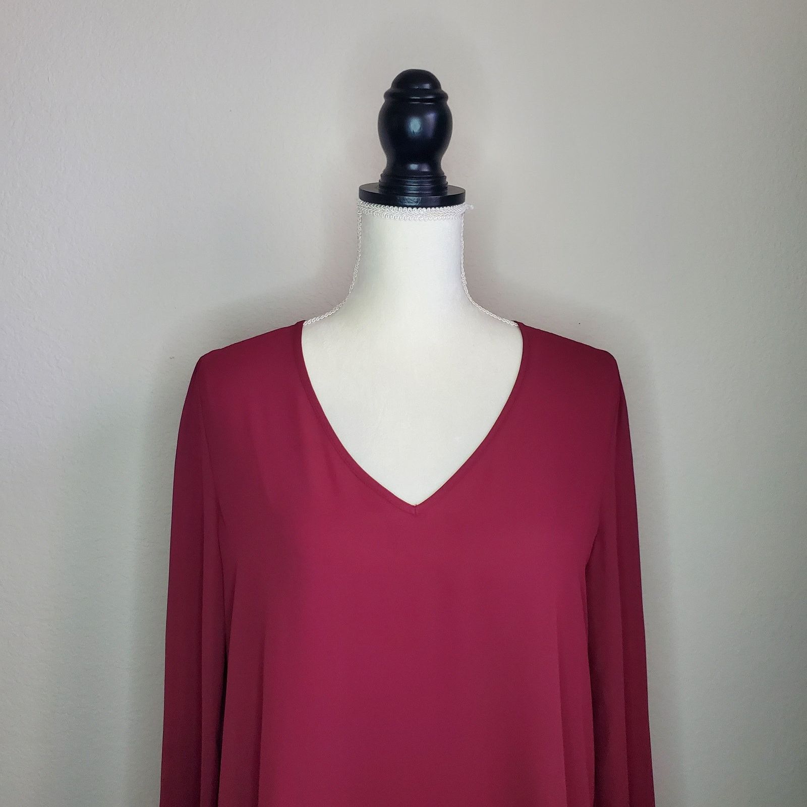 Other Abbeline Burgundy Chiffon Blouse Medium Size M / US 6-8 / IT 42-44 - 5 Thumbnail