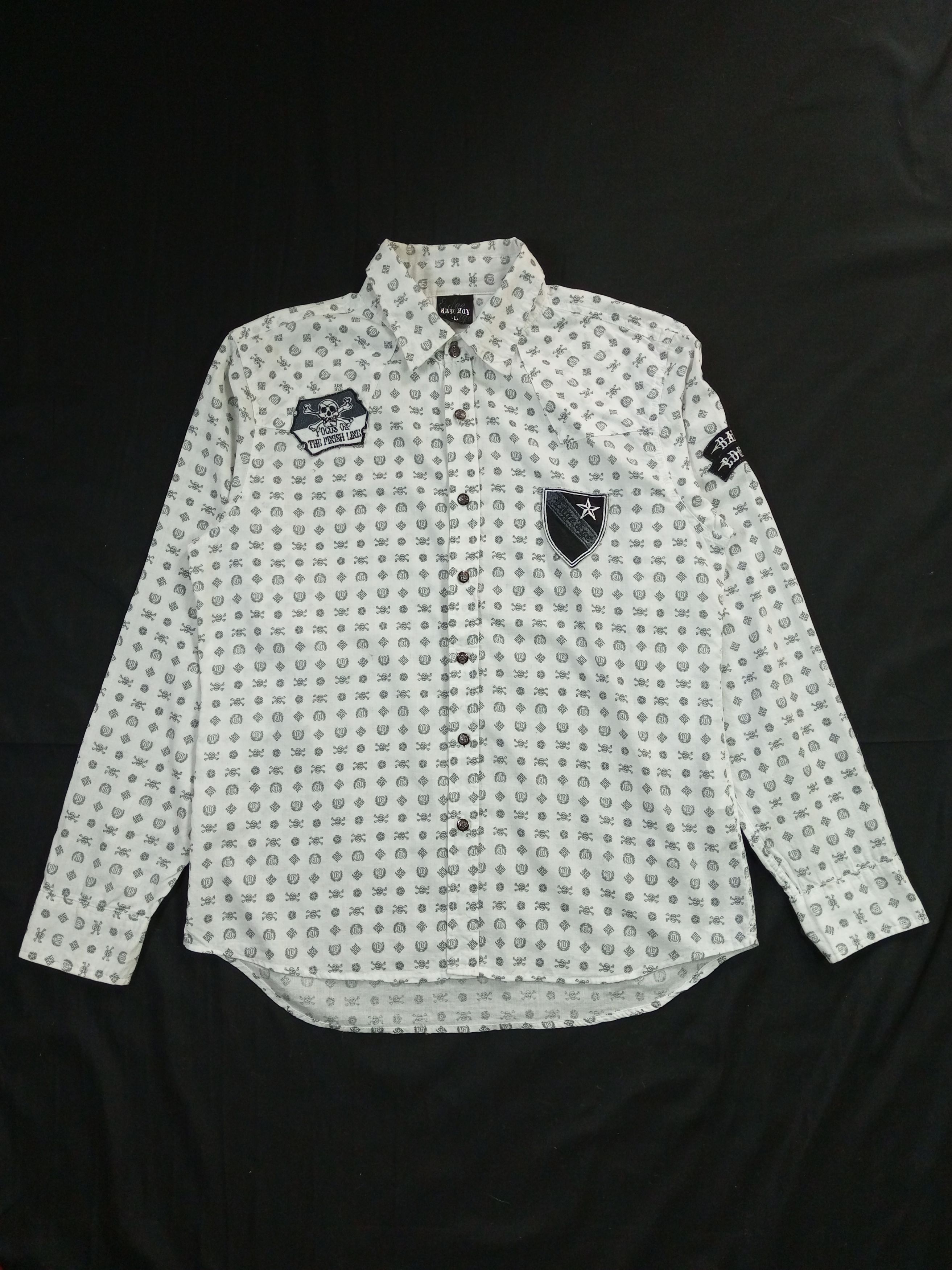 Japanese Brand Badboy full Skull print Y2K Poem Shirt Size US L / EU 52-54 / 3 - 4 Thumbnail