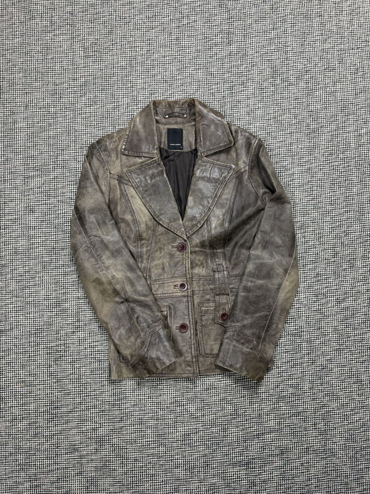 Genuine Leather Sick fader patina avant garde leather blazer jacket Size M / US 6-8 / IT 42-44 - 2 Thumbnail