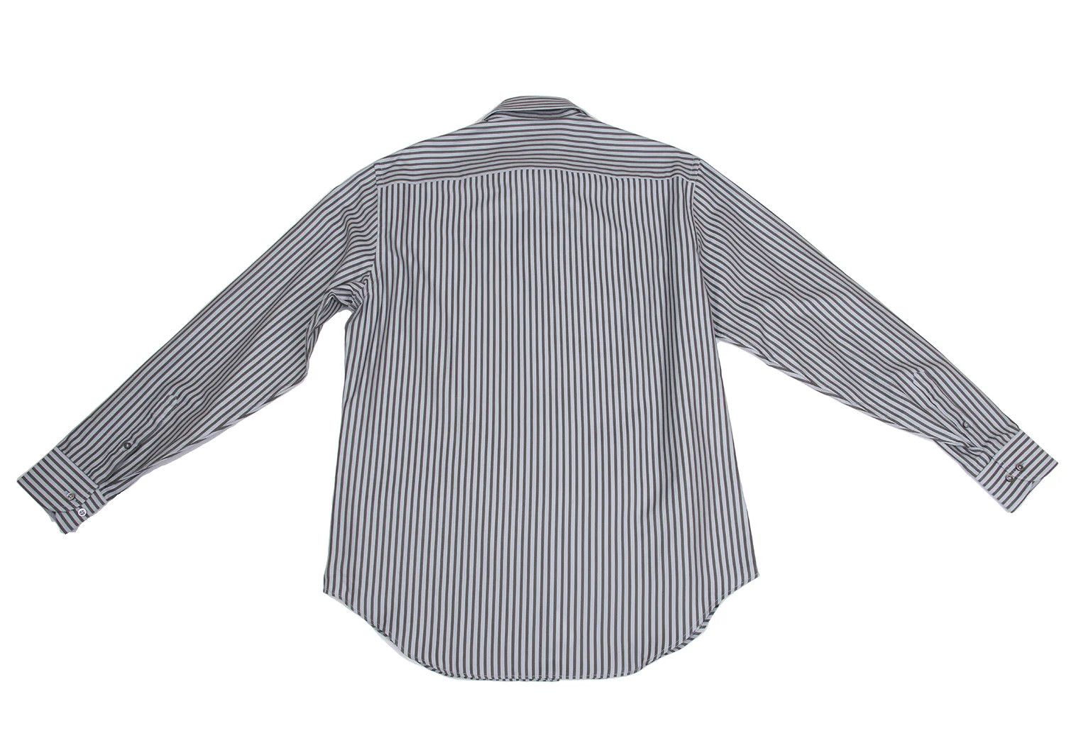 Armani Collezioni Cotton Stripe Long Sleeve Shirt in Gray and Light Blue Size US M / EU 48-50 / 2 - 9 Thumbnail