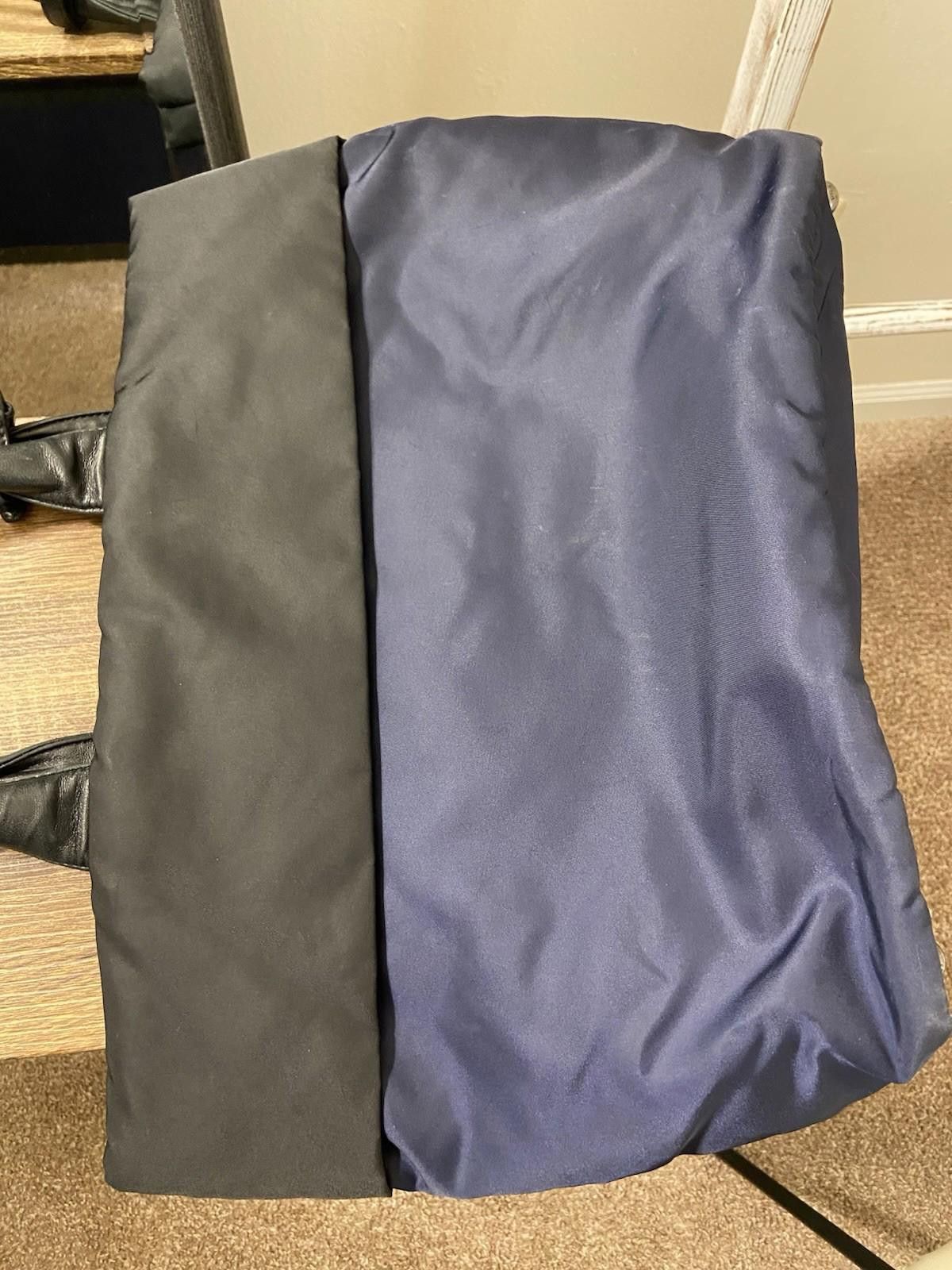 Prada Prada Tessuto Black Blue Nylon Leather Bomber Hand Tote Bag Size ONE SIZE - 6 Thumbnail