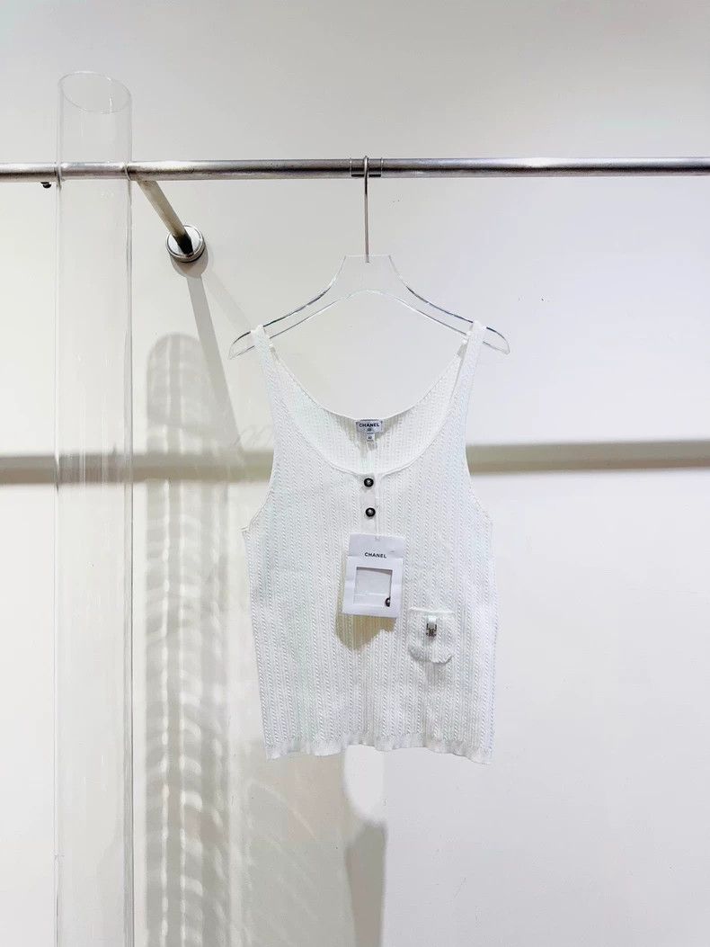 Chanel Chanel Knitted Sleeveless Top with Logo - dmc Size US M / EU 48-50 / 2 - 1 Thumbnail