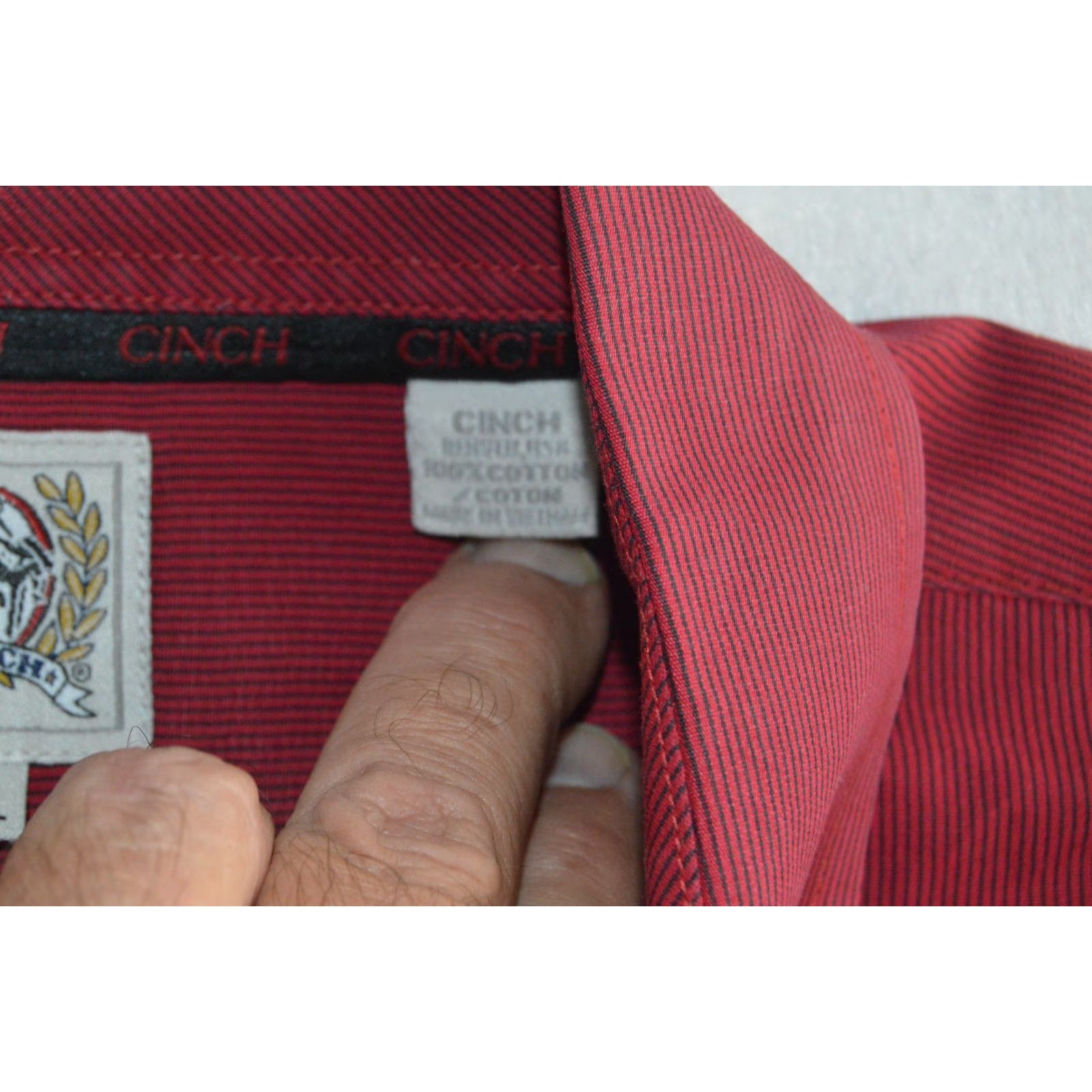 Vintage Cinch Men's Western L/S Shirt XL Red Stripe Cotton Shirt Size US XL / EU 56 / 4 - 5 Thumbnail
