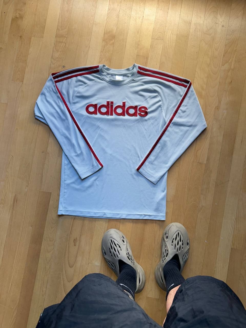 Adidas × Vintage Vintage Adidas Mens Spell Out Center Logo Long Sleeve Size US M / EU 48-50 / 2 - 1 Thumbnail