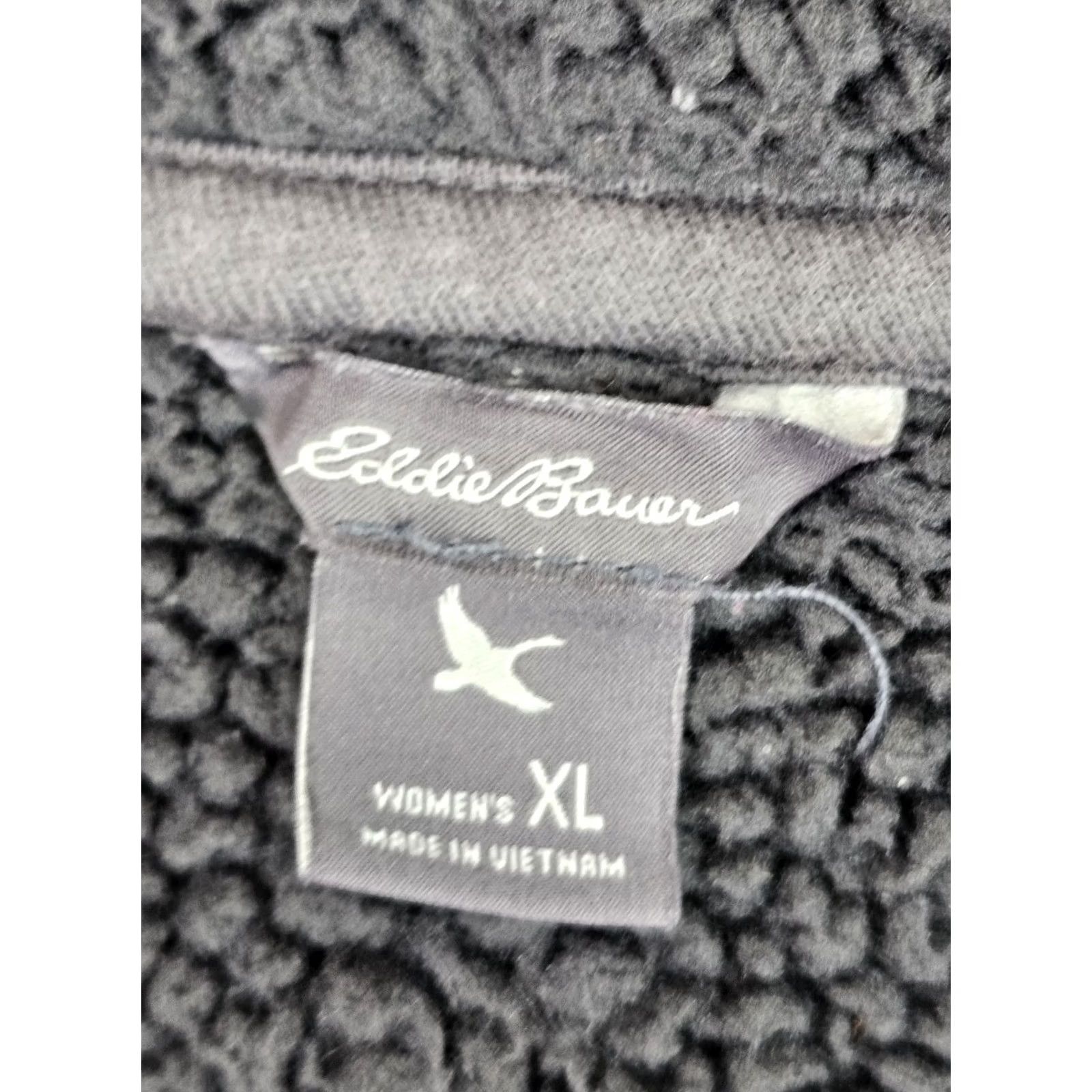 Eddie Bauer Eddie Bauer Hooded Sherpa Sweater Women XL Gray Quilted Shoulder Full Zip Hoodie Lined Pockets Size XL / US 12-14 / IT 48-50 - 5 Thumbnail