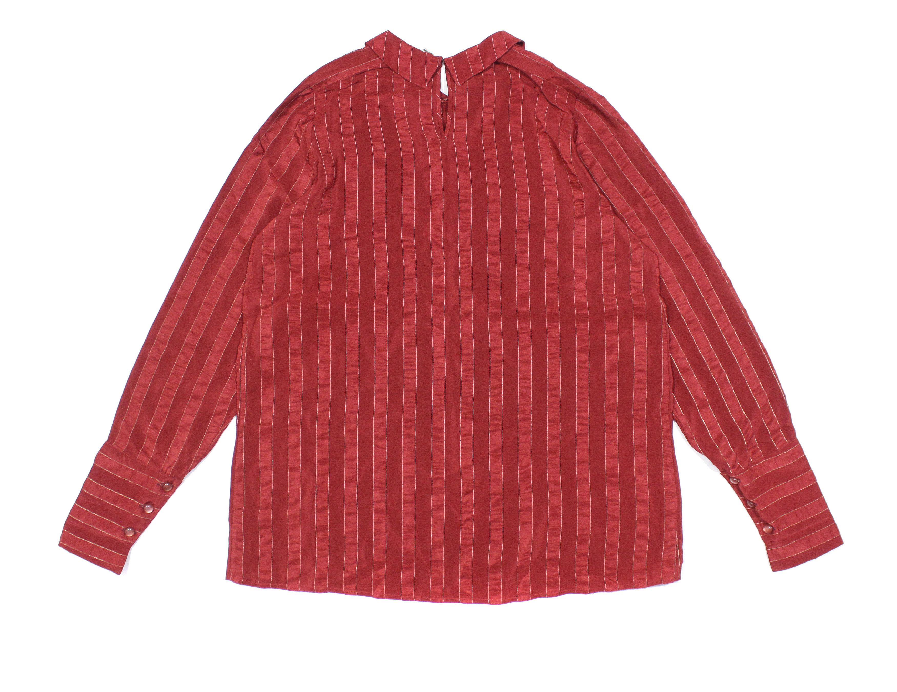 Chloe 90S Silk Striped Shirt Vintage Size L / US 10 / IT 46 - 2 Thumbnail