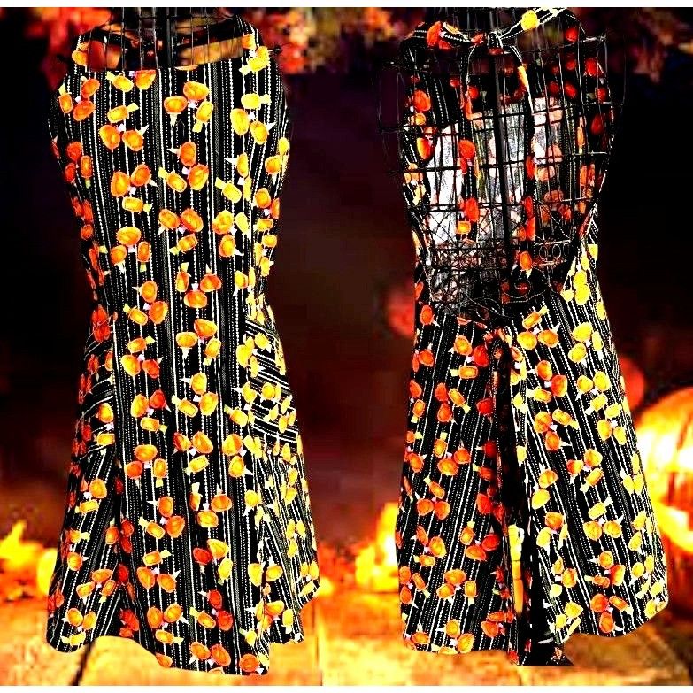Handmade Vintage Handmade Halloween Apron Jack O Lanterns Pockets Bak Size ONE SIZE - 1 Thumbnail