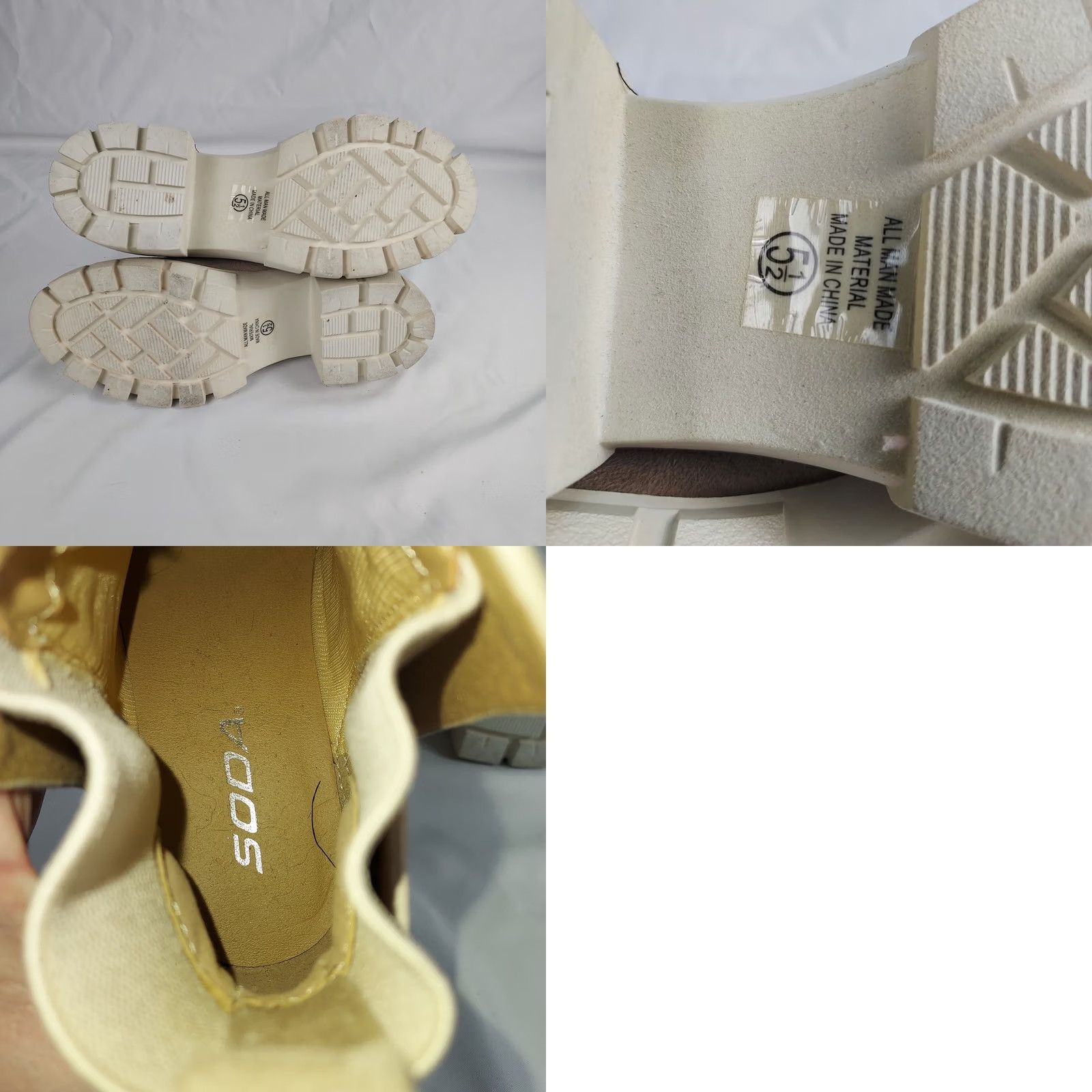 Vintage Soda Beige Faux Suede Chunky Chelsea Ankle Boots Women 5.5 Block Heel Boots Size US 6 / IT 36 - 8 Thumbnail