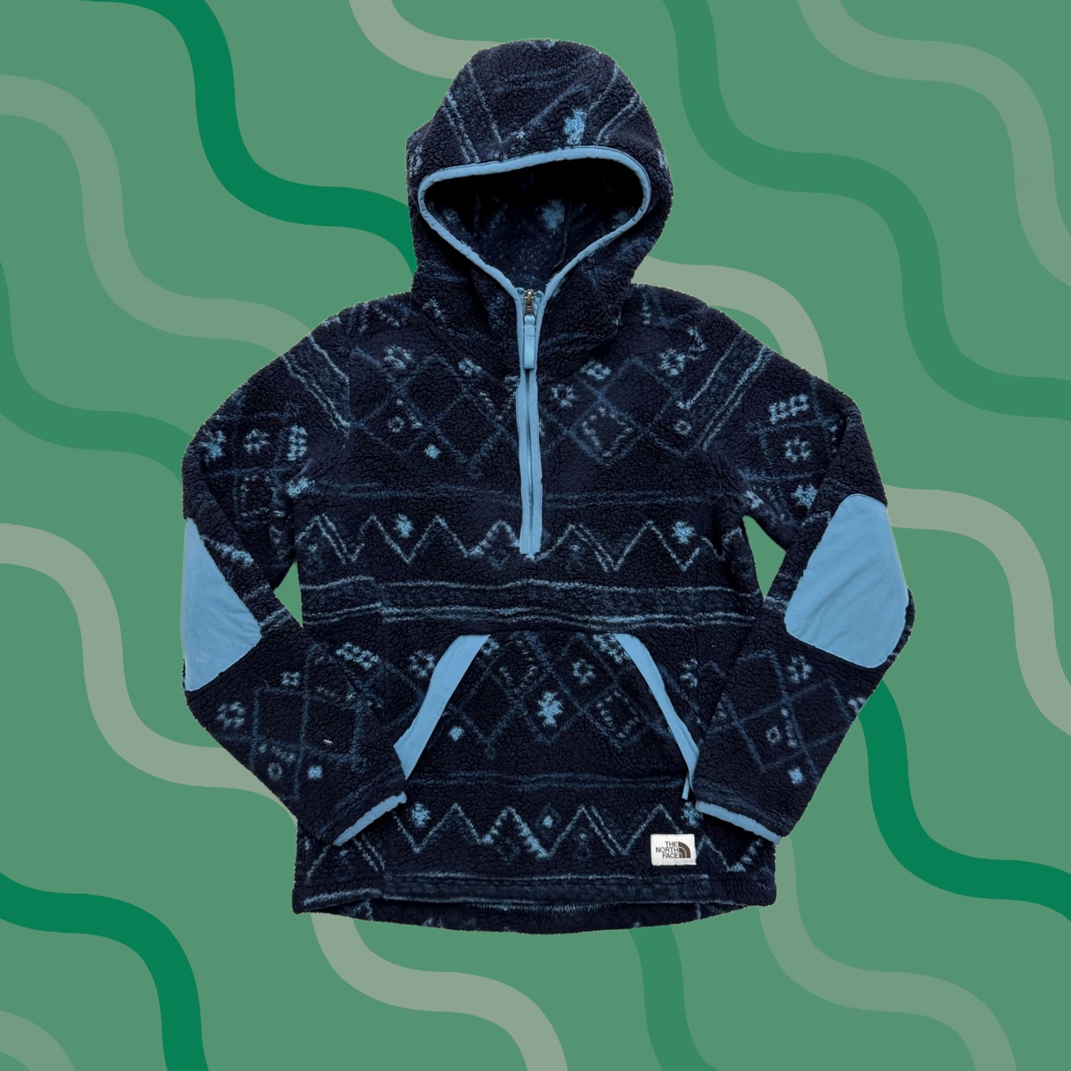 The North Face The North Face Sweater Womens XS Blue Fleece Hooded Half Zip Pullover Elbow Pads Size XS / US 0-2 / IT 36-38 - 1 Thumbnail