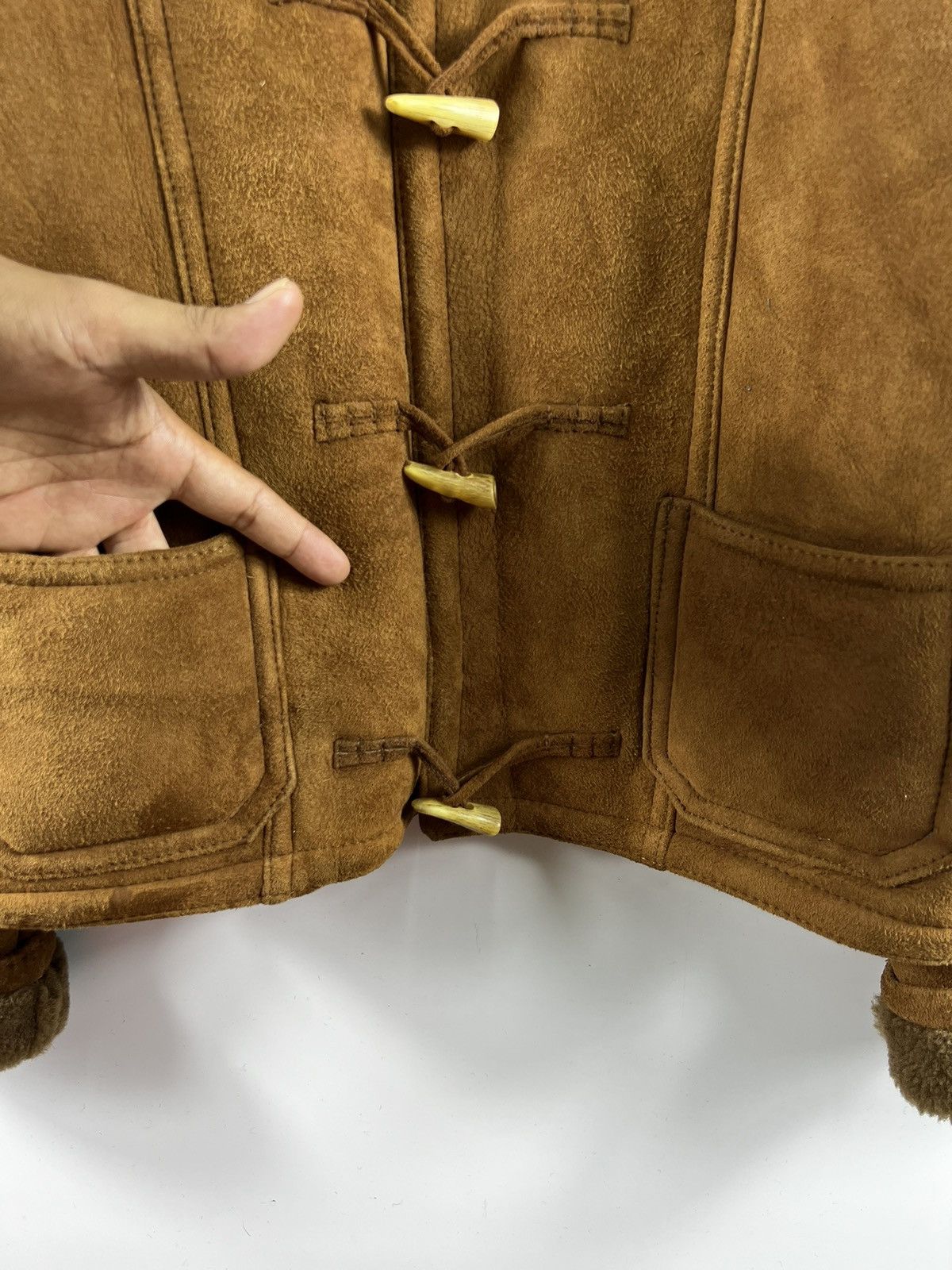 Leather 🔥 Barnstormer DUFFLE CROP JACKET LEATHER GENUINE FUR COLLAR Size S / US 4 / IT 40 - 4 Thumbnail