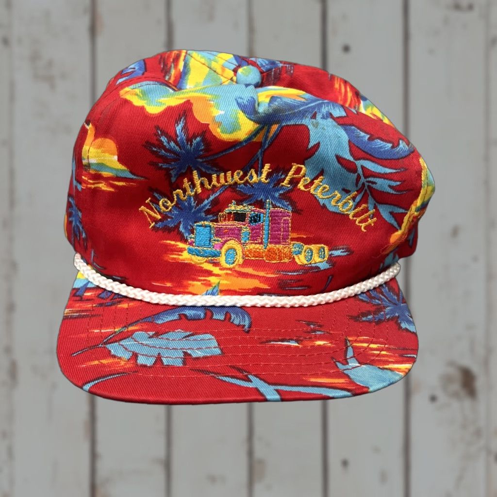 Vintage **VINTAGE RED FLORAL SAN SUN 80S TRUCKER HAT** User: **VINTAGE RED FLORAL SAN SUN 80S TRUCKER HAT** Size ONE SIZE - 1 Thumbnail