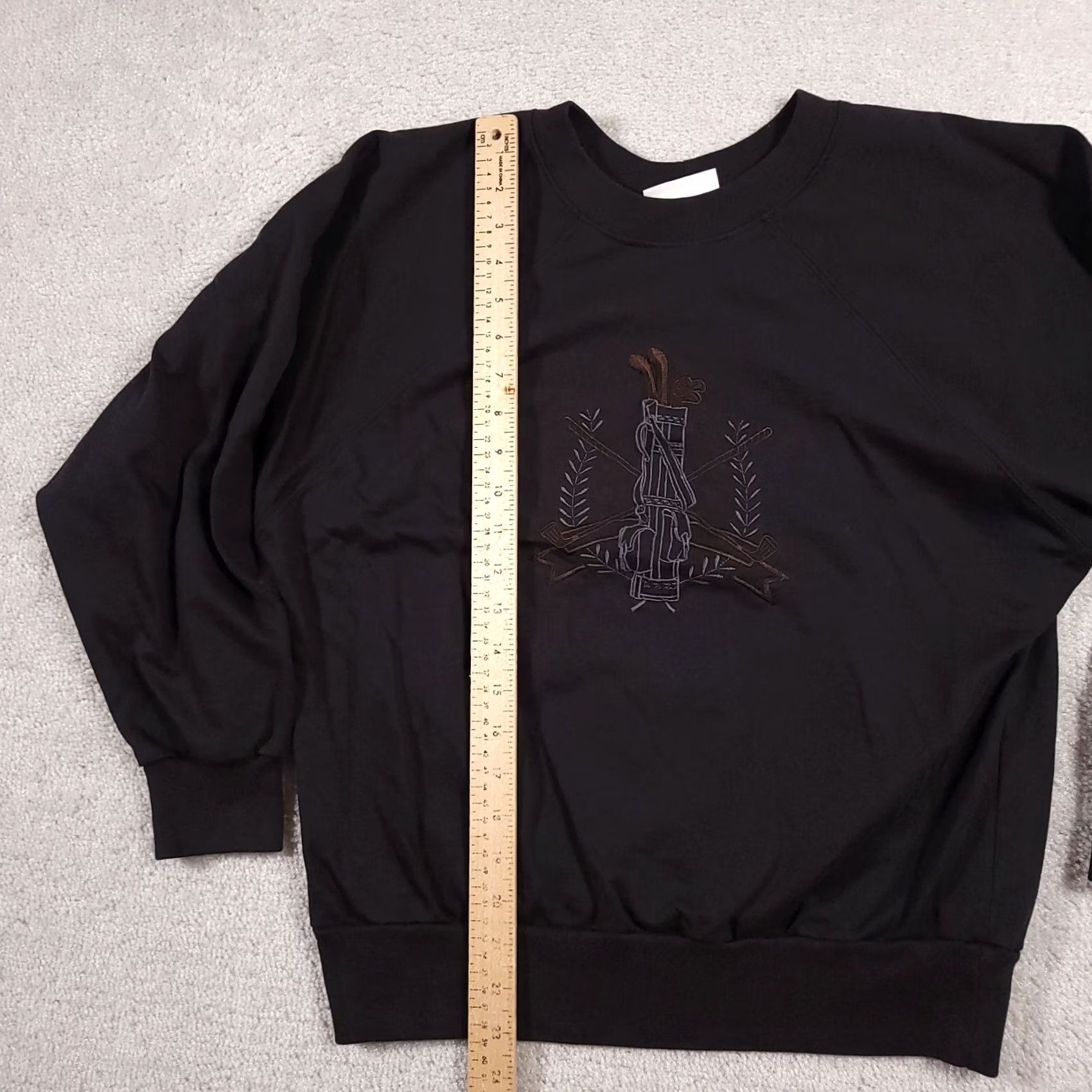 4SDESIGNS VINTAGE Golf Sweatshirt Women's Medium Black 90s Fleece Pullover Made In USA Darlyn Designs Size M / US 6-8 / IT 42-44 - 7 Thumbnail