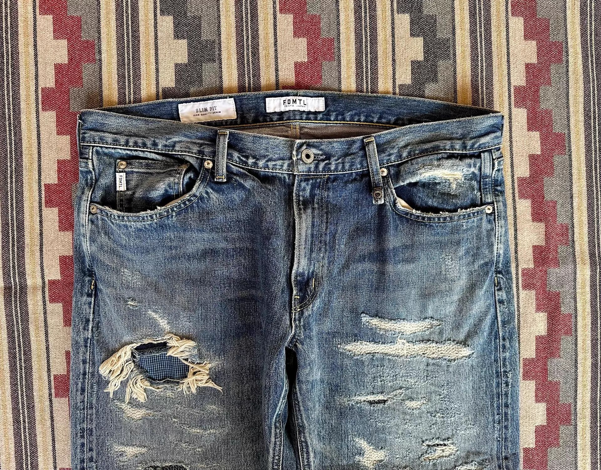 FDMTL FDMTL Slim Selvedge Heavy Wash Patched Slit 22AW Size US 36 / EU 52 - 3 Thumbnail