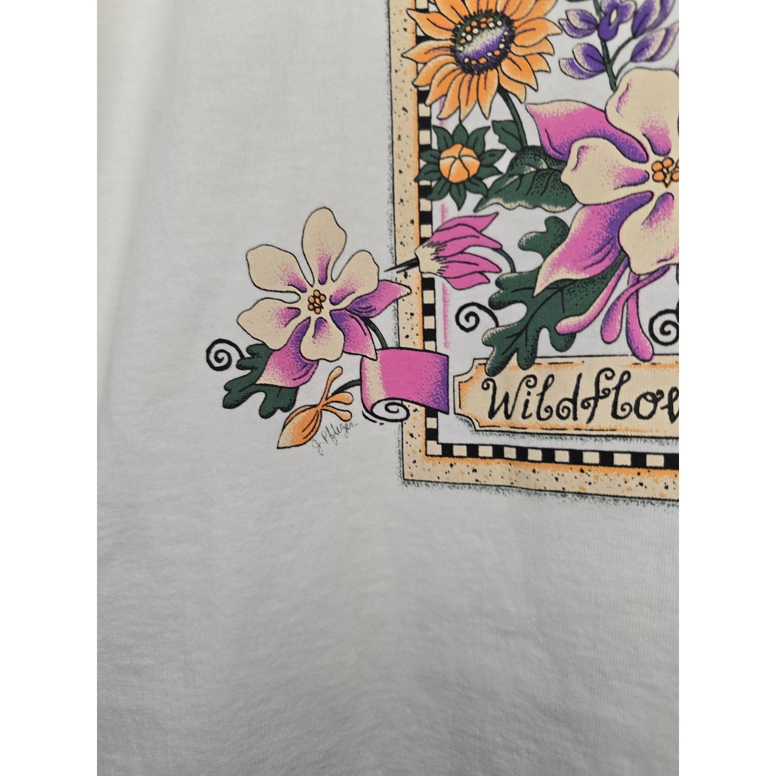 Vintage Vintage Montana Shirt Womens L Floral Wildflower White Tee Size L / US 10 / IT 46 - 3 Thumbnail