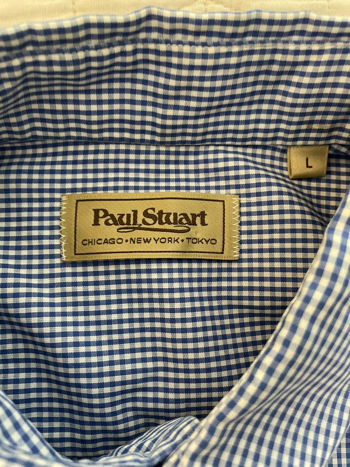Paul Stuart Gingham Check Button Down Logo Sport Shirt Size US L / EU 52-54 / 3 - 5 Thumbnail